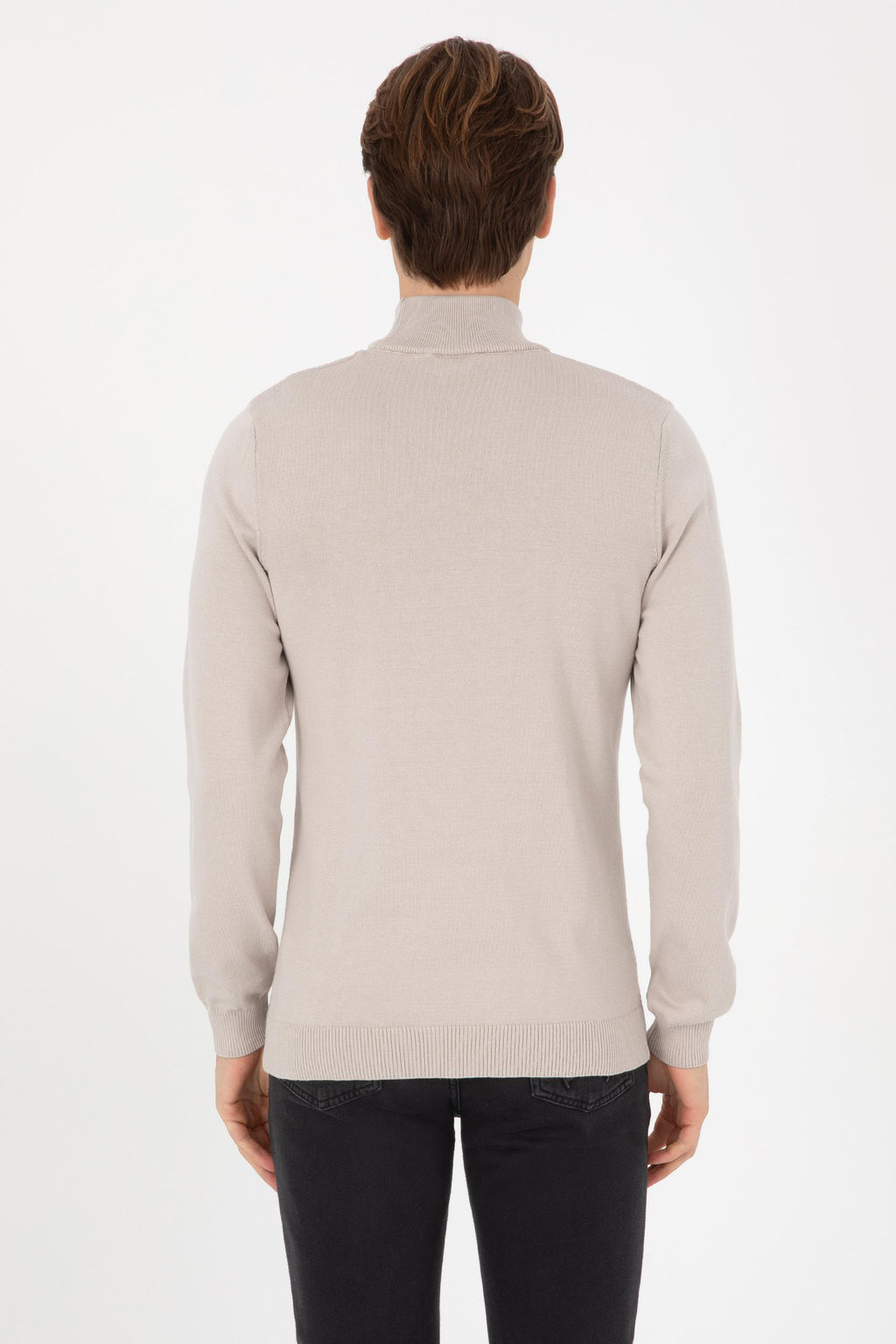 Erkek Slim Fit Yar_m Bal_k__ Yaka Ta_ Kazak