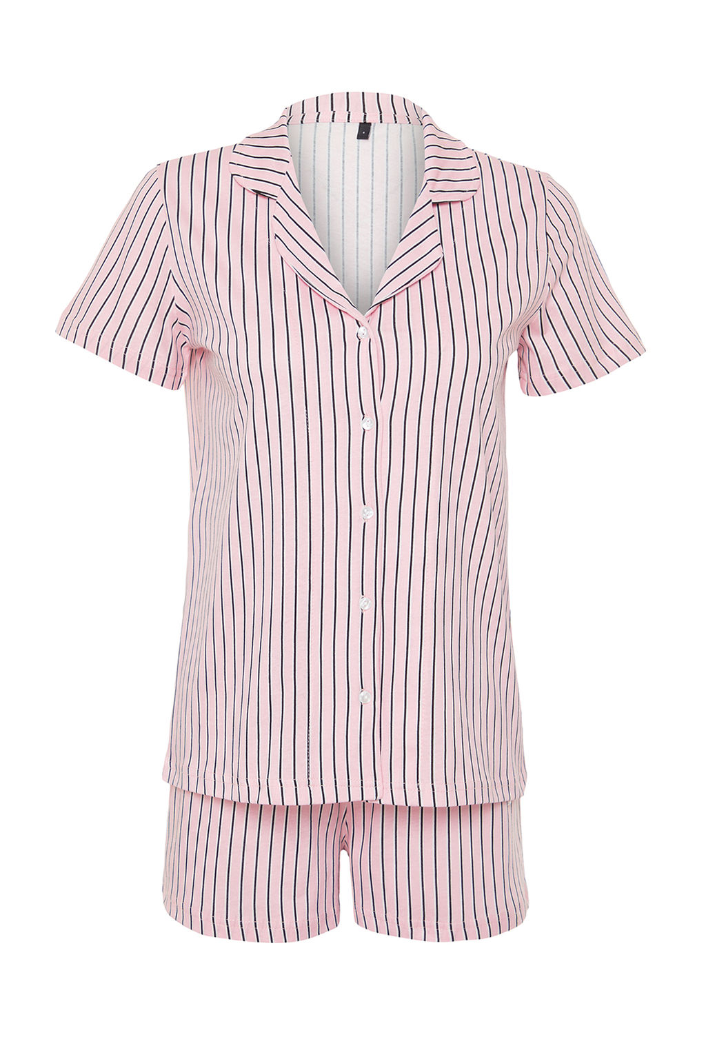 Pudra %100 Pamuklu Cizgili Sortlu Orme Pijama Tak?m? THMSS24PT00043 - Trendyolmilla фото 7