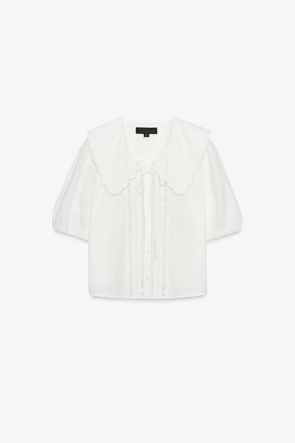 EMBROIDERED PETER PAN COLLAR SHIRT - Zara фото 6