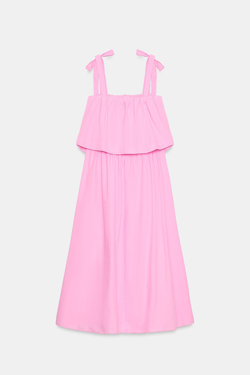 VESTIDO MIDI POPEL?N LAZOS / Rosa medio - Zara фото 9