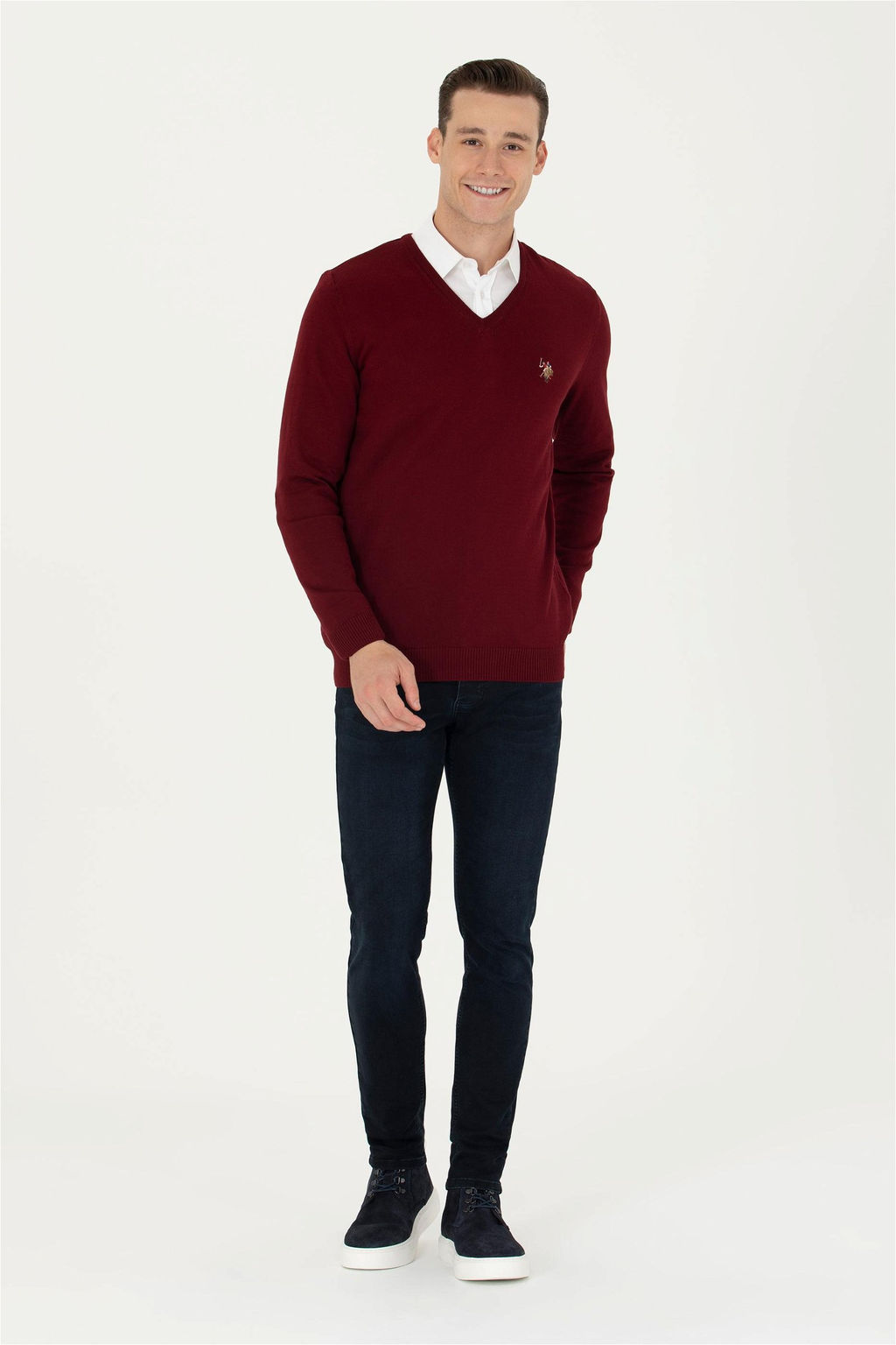 U. S. Polo Assn Мужской бордово-красный базовый свитер - U.s. polo assn фото 11