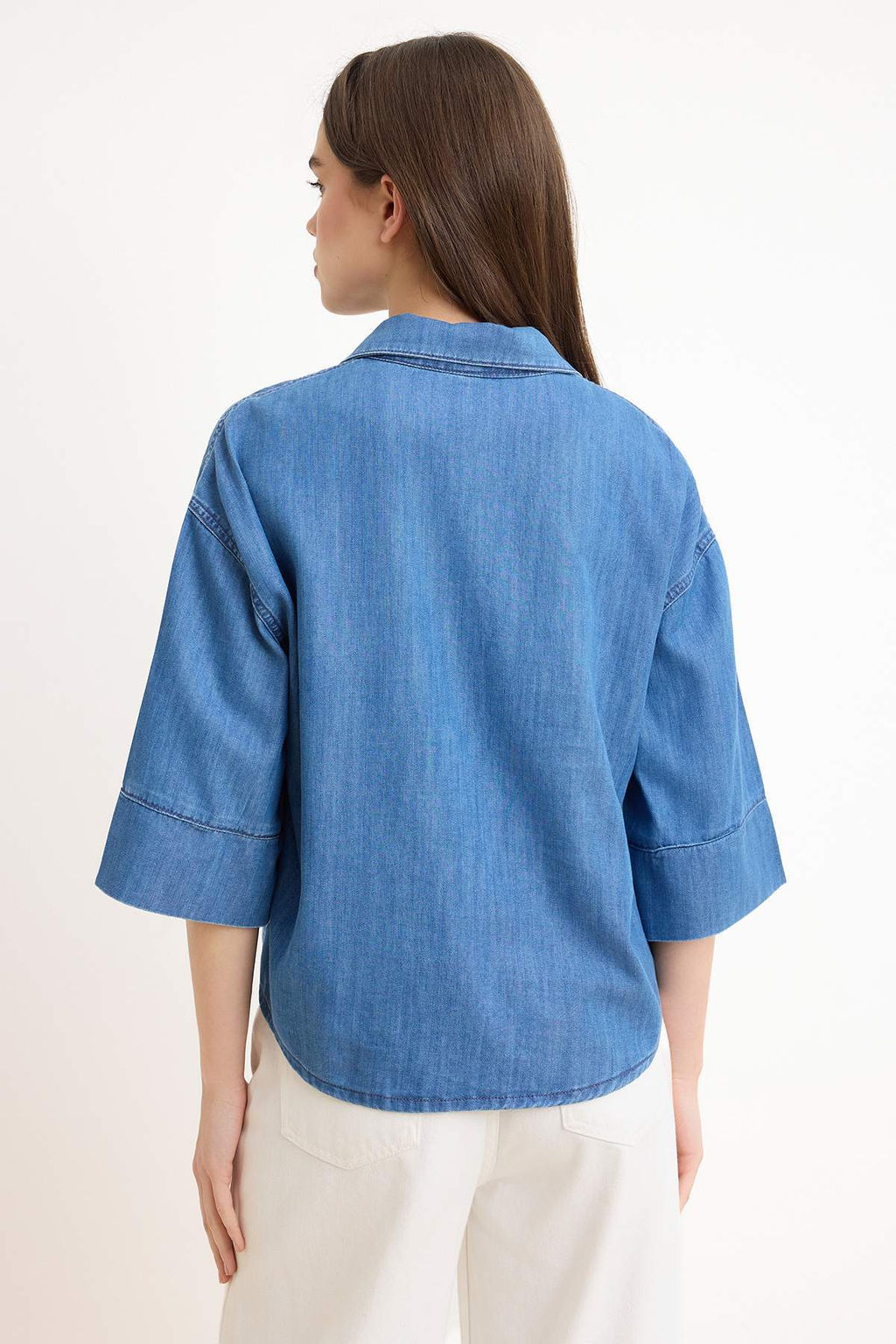 Mavi Tencel Kar?s?ml? Denim Gomlek TWOSS26GO00120 - Trendyolmilla фото 4