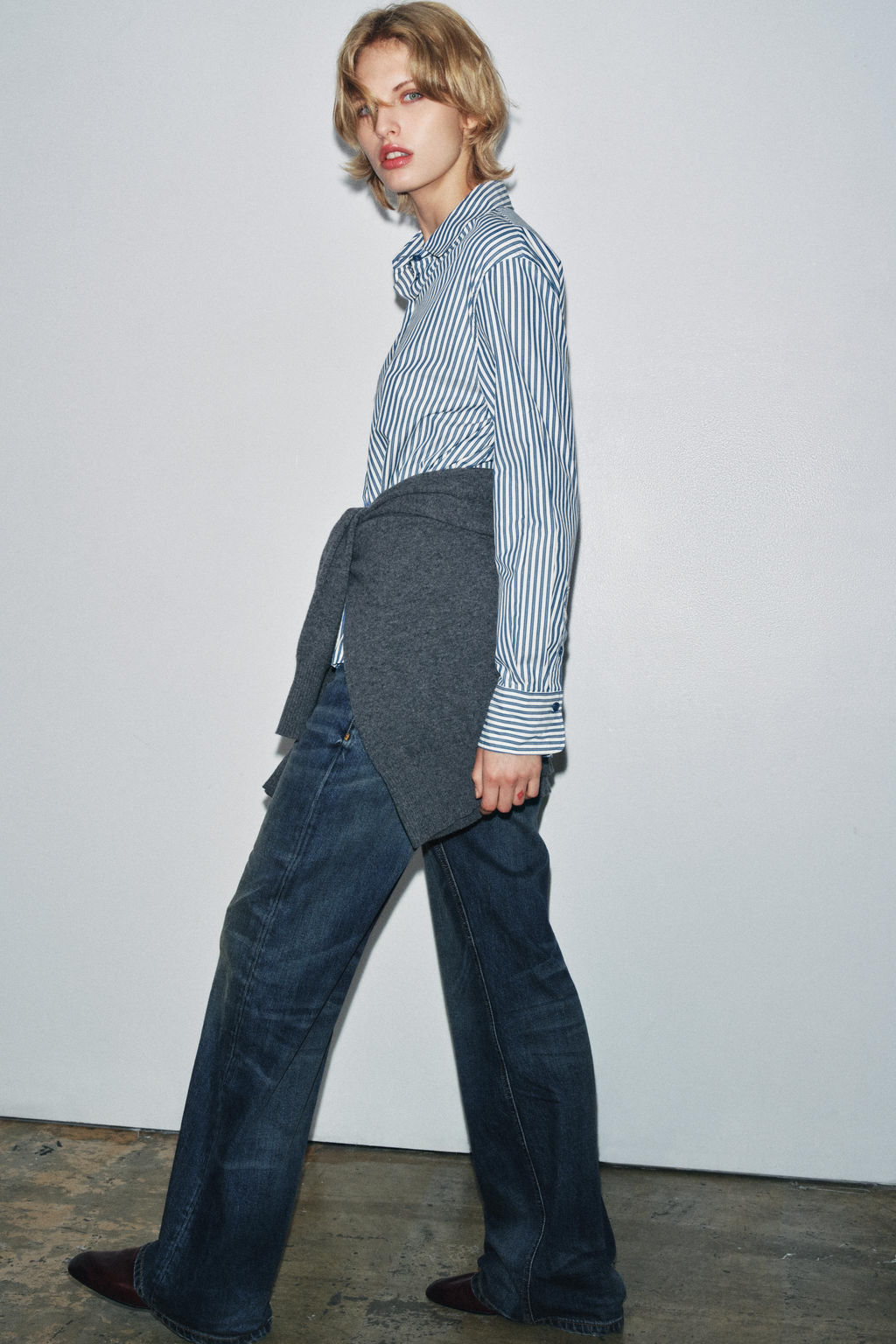 ZW COLLECTION STRIPED FLOWING SHIRT - Zara фото 8