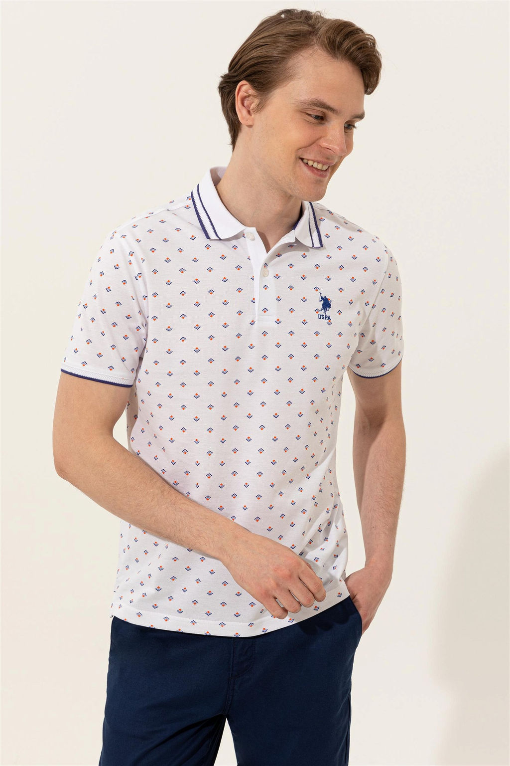 U. S. Polo Assn Мужская синяя футболка с воротником-поло - U.s. polo assn фото 9