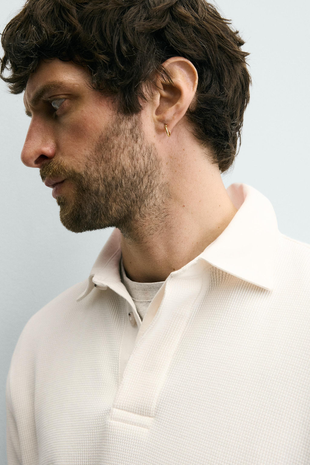 CONTRAST WAFFLE-KNIT RUGBY POLO SHIRT - Zara фото 6