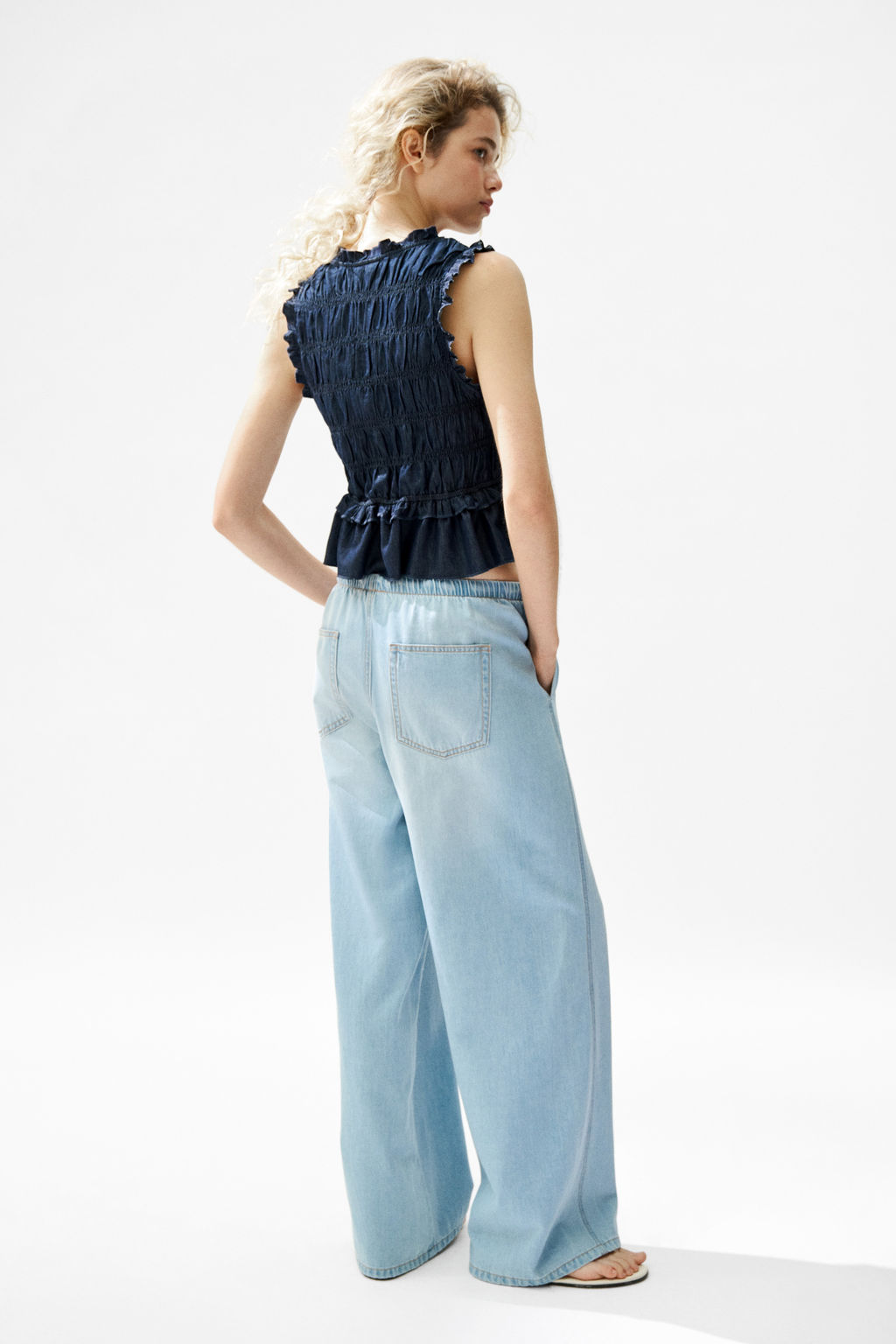 Pantal?n denim con cord?n de ajuste - H&m фото 8