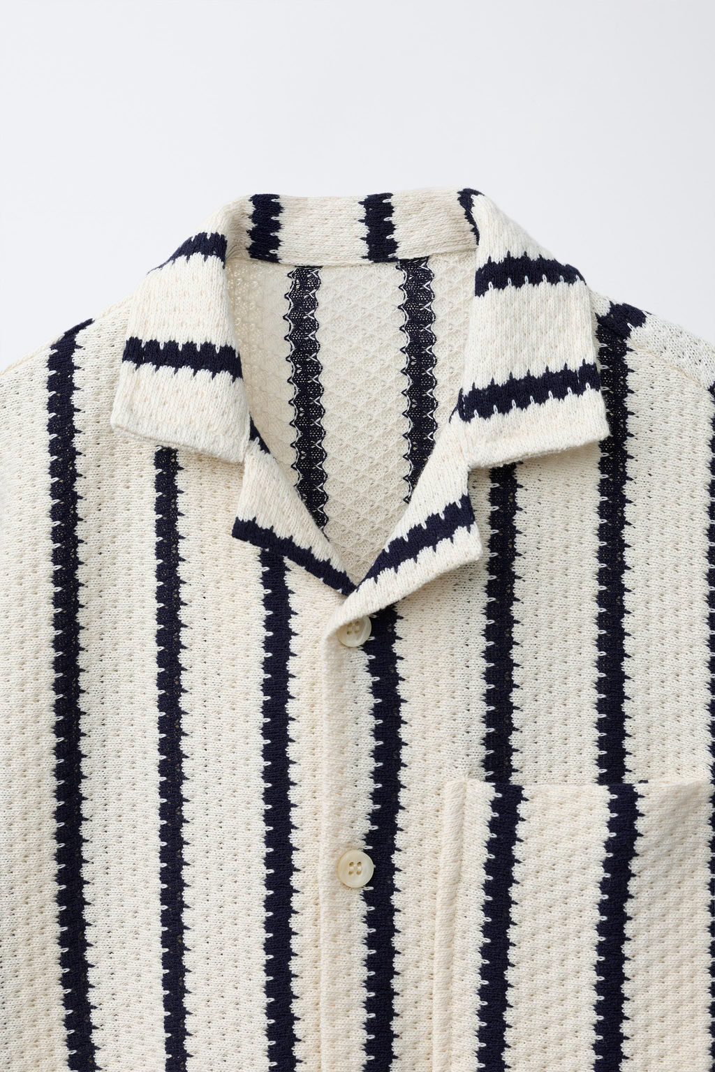 CAMISA PUNTO CROCHET RAYAS / Crudo - Zara фото 3