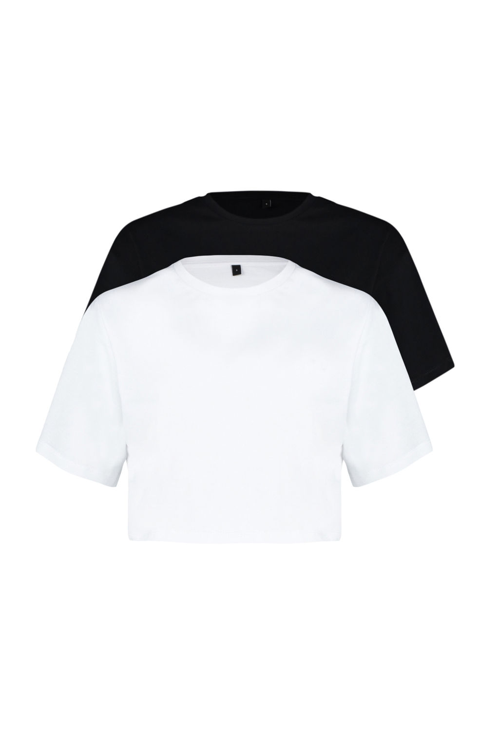 Siyah-Beyaz 2li Paket %100 Pamuk Relax/Rahat Kesim Crop Orme T-Shirt TWOSS24TS00224