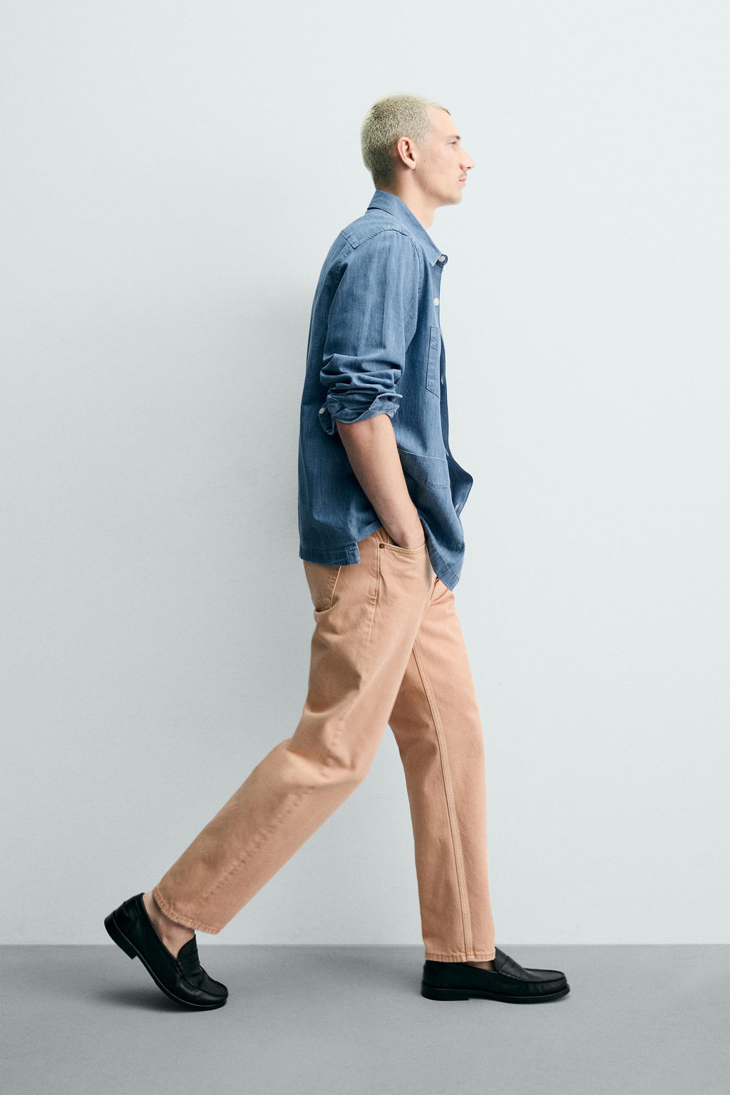 JEANS STRAIGHT FIT COLOR LAVADO / Naranja - Zara фото 6