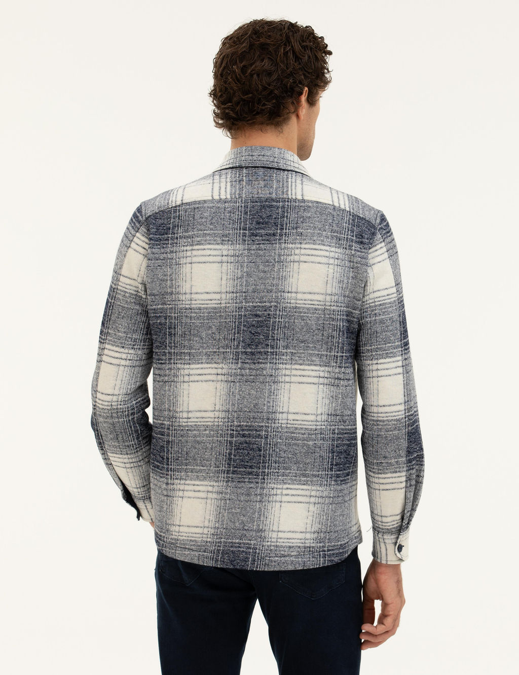 Темно-синяя рубашка-рубашка в клетку из смесовой шерсти - Cacharel фото 5