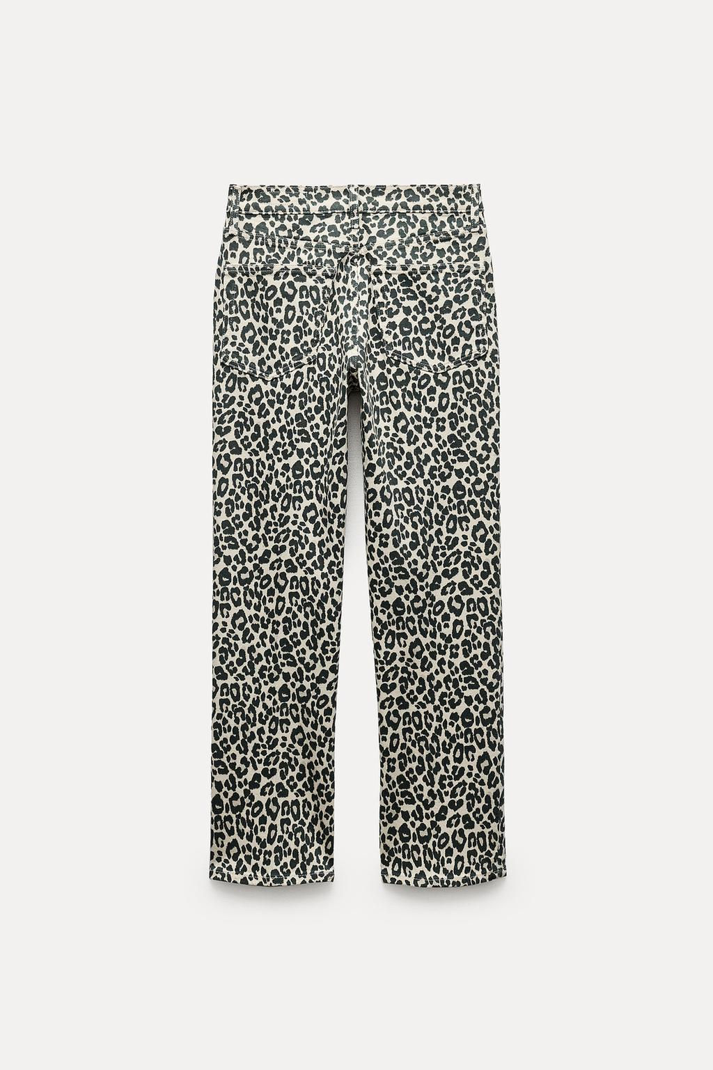 ZW COLLECTION BOOTCUT CROPPED HIGH-WAIST ANIMAL PRINT JEANS - Zara фото 6
