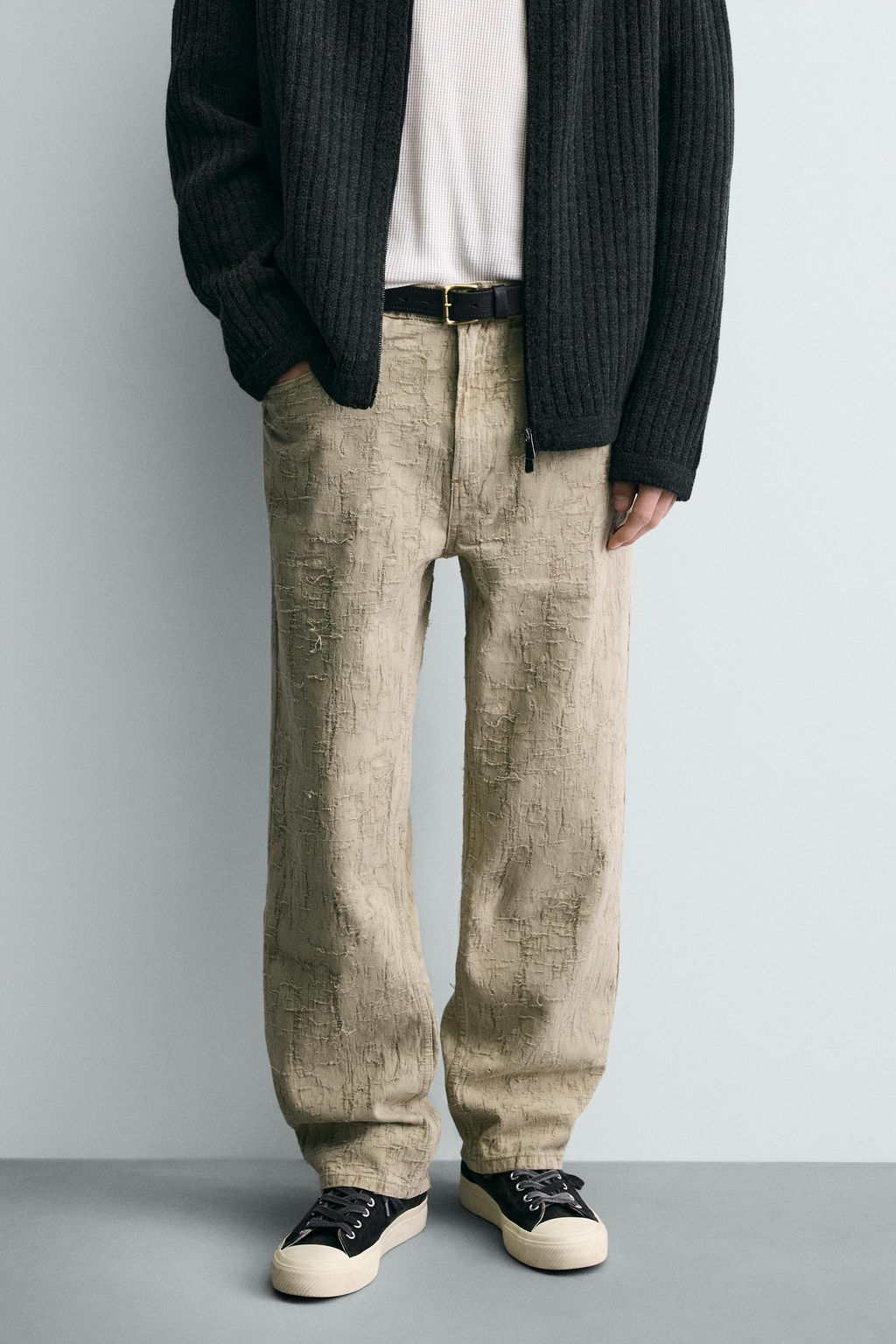 PANTAL?N STRAIGHT FIT JACQUARD / Khaki - Zara фото 2
