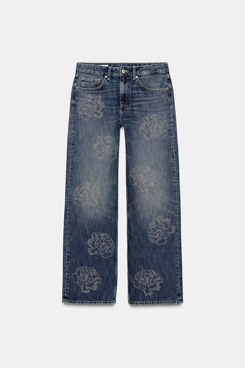 BARREL TRF FLORAL HIGH-WAIST JEANS - Zara фото 5