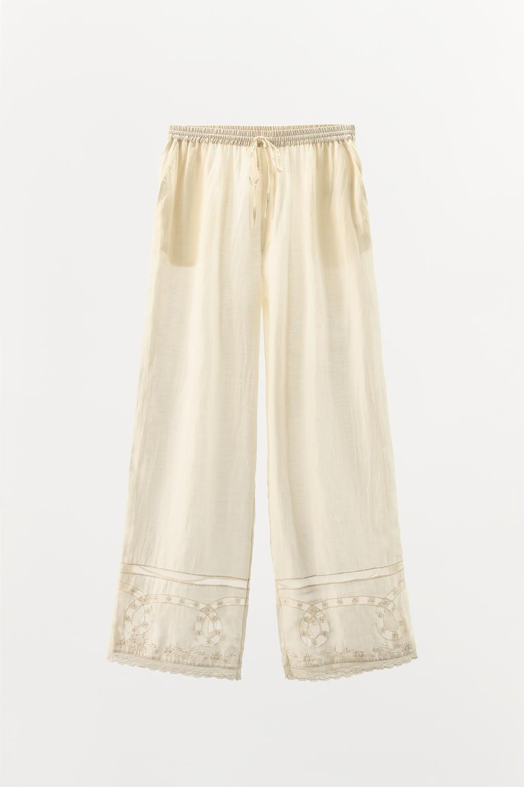 TROUSERS WITH LACE TRIM, BEADING AND EMBROIDERY - Zara фото 3