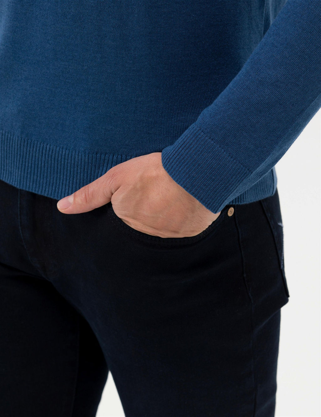 _ndigo Melanj Slim Fit Yar_m Bal_k__ Yaka Basic Triko Kazak - Pierre cardin фото 7