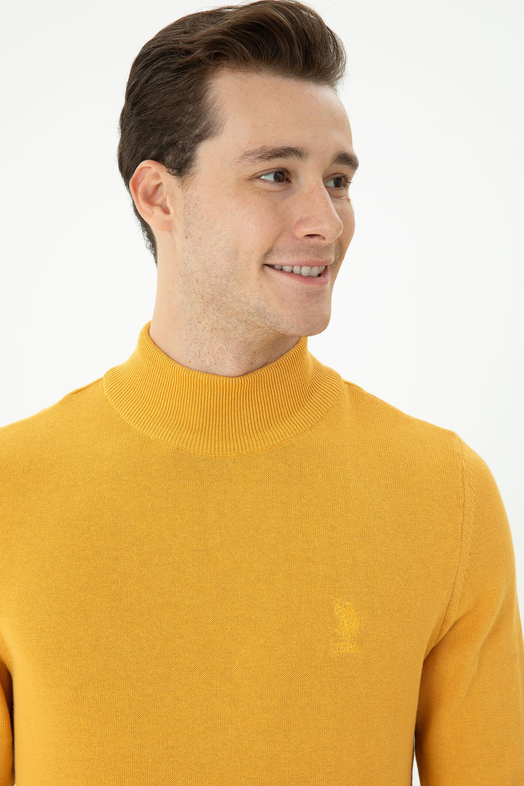 Свитер U.S. Polo Assn мужской горчичный из хлопка  фото 16