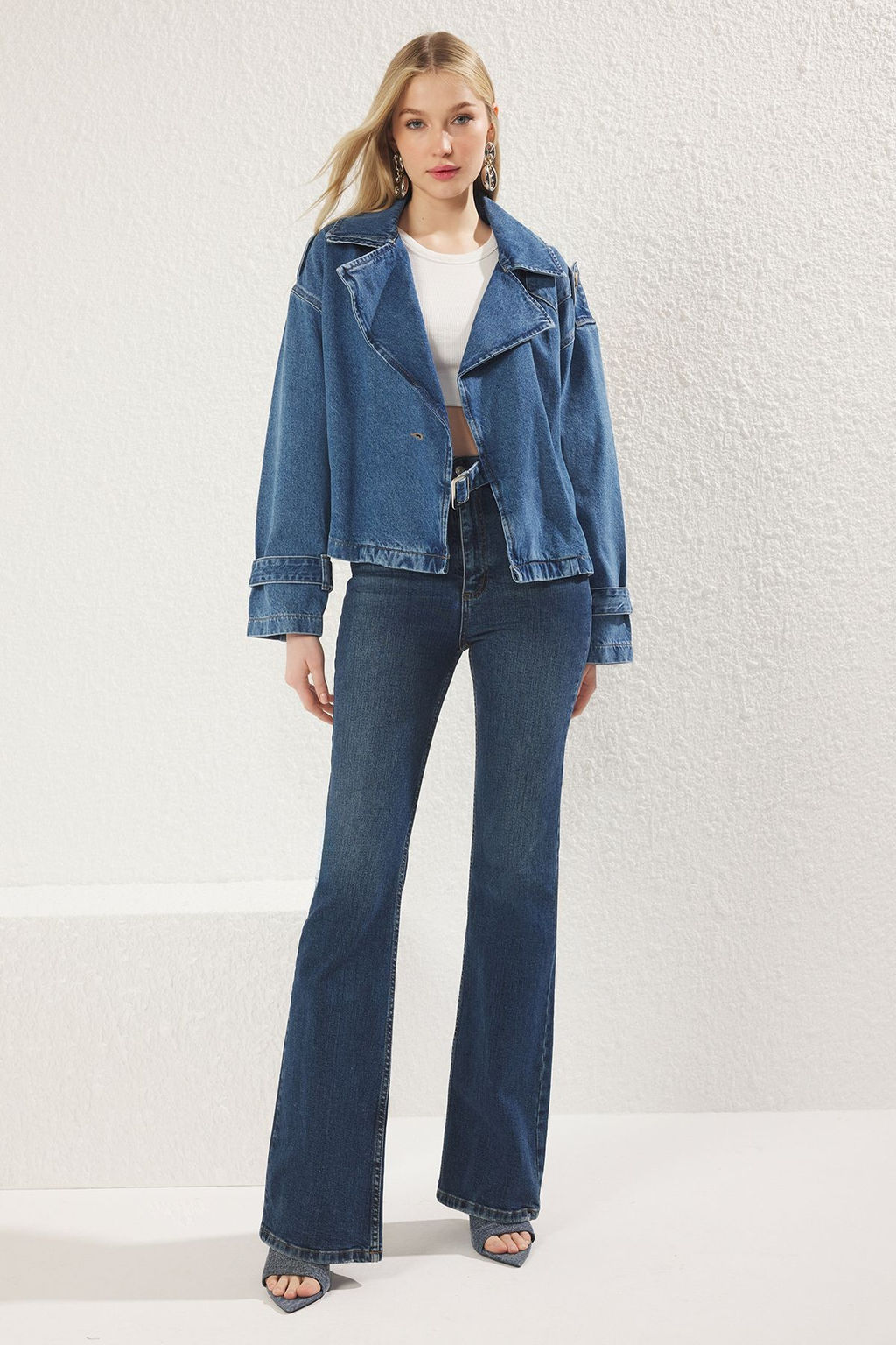 Mavi Kruvaze Kemer Tokal? Oversize Denim Blazer Ceket TWOSS25CE00018 - Trendyolmilla фото 2
