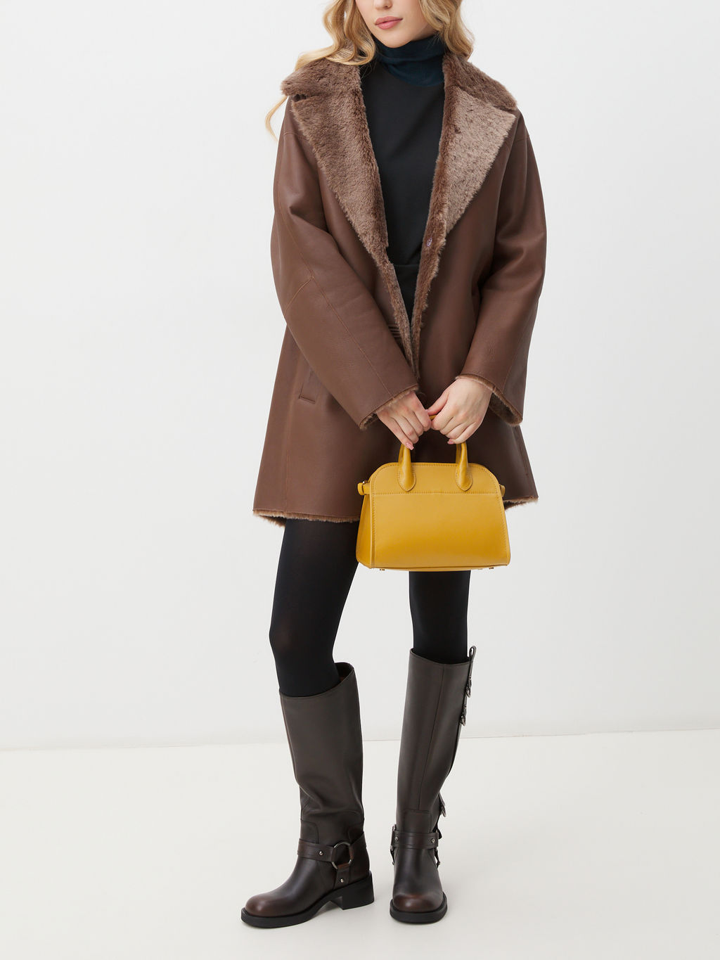 Женский тоут CALZETTI ASHLEY MINI Артикул 4527345, горчичный  фото 5