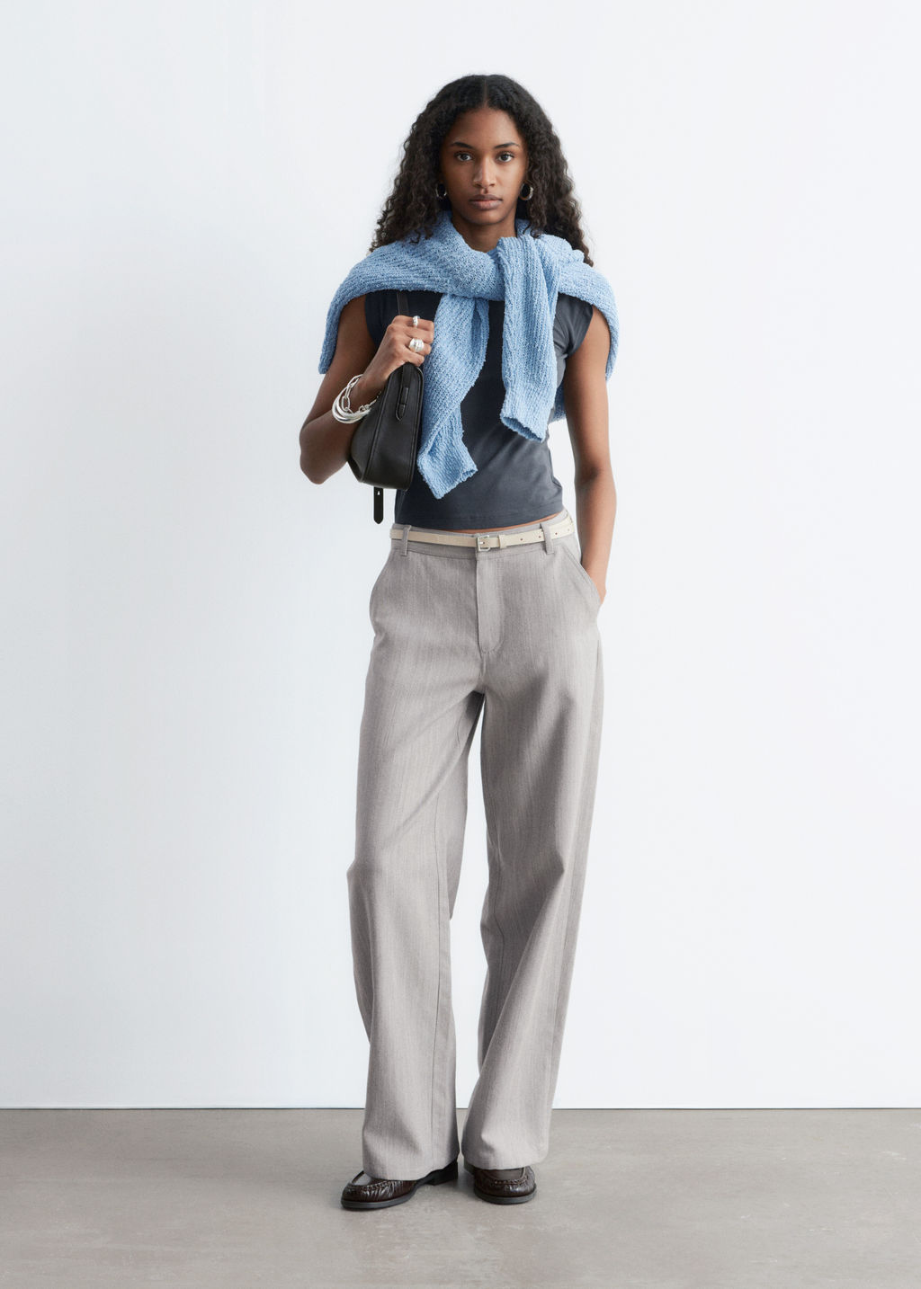 Pantalones de lana de perneras anchas - H&m фото 2