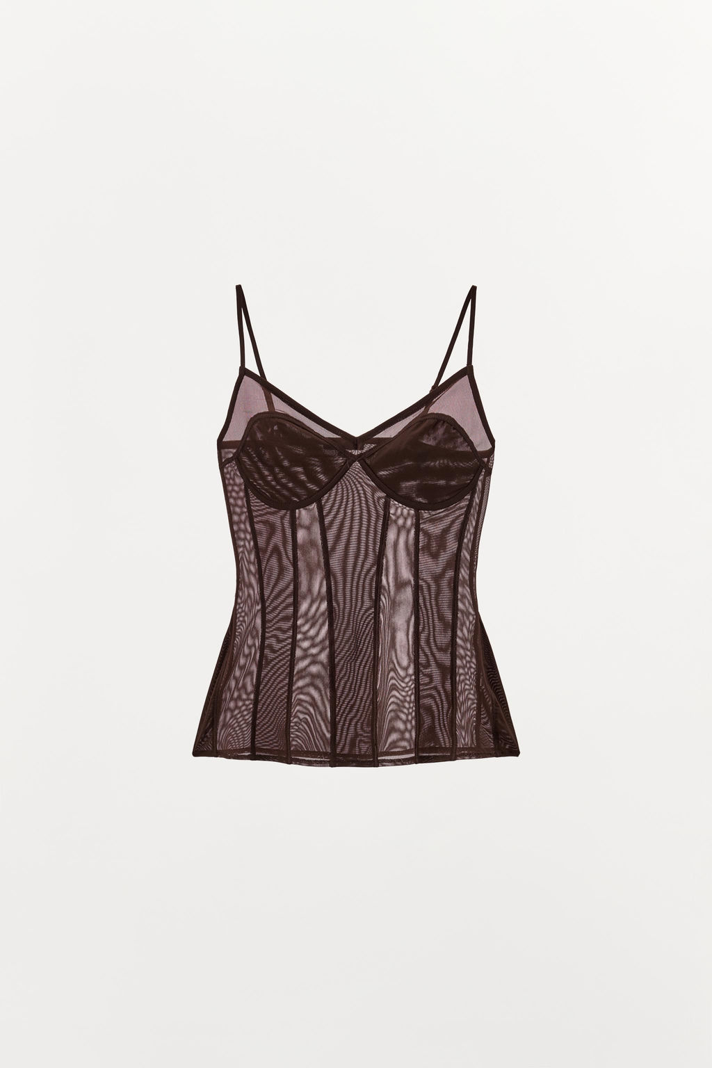 TOP TUL LENCERO / Marr?n oscuro - Zara фото 5