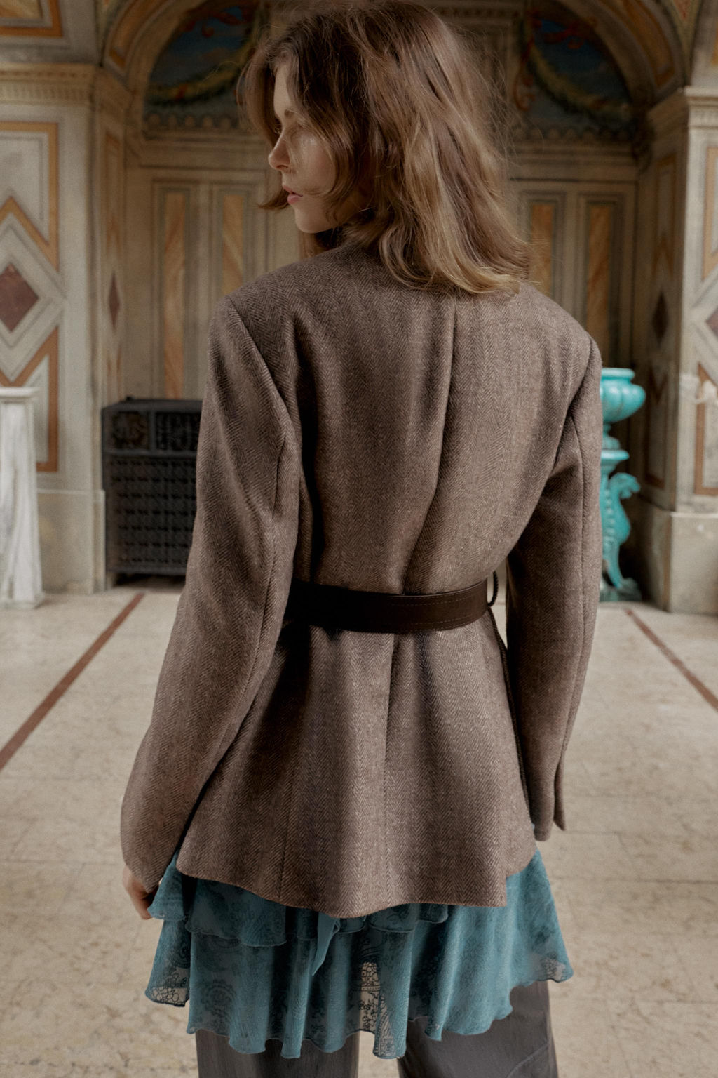 HERRINGBONE BLAZER WITH BELT - Zara фото 5