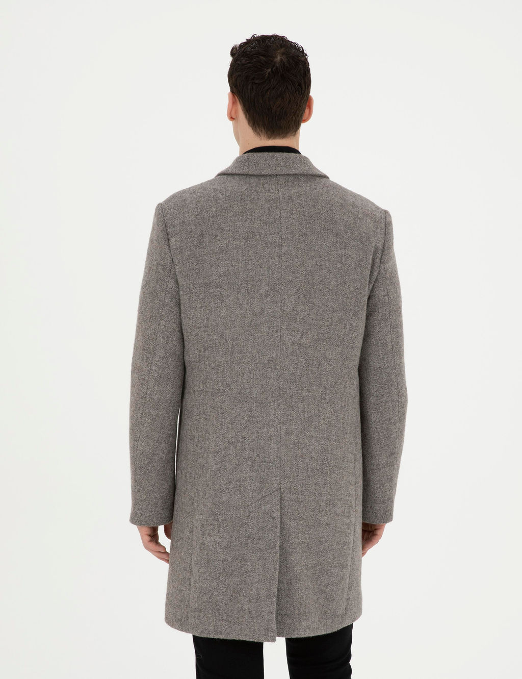 Gri Y_n Kar___ml_ Slim Fit Ka_e Kaban