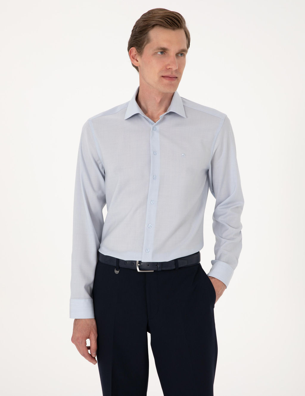 A__k Mavi Slim Fit Uzun Kollu G_mlek