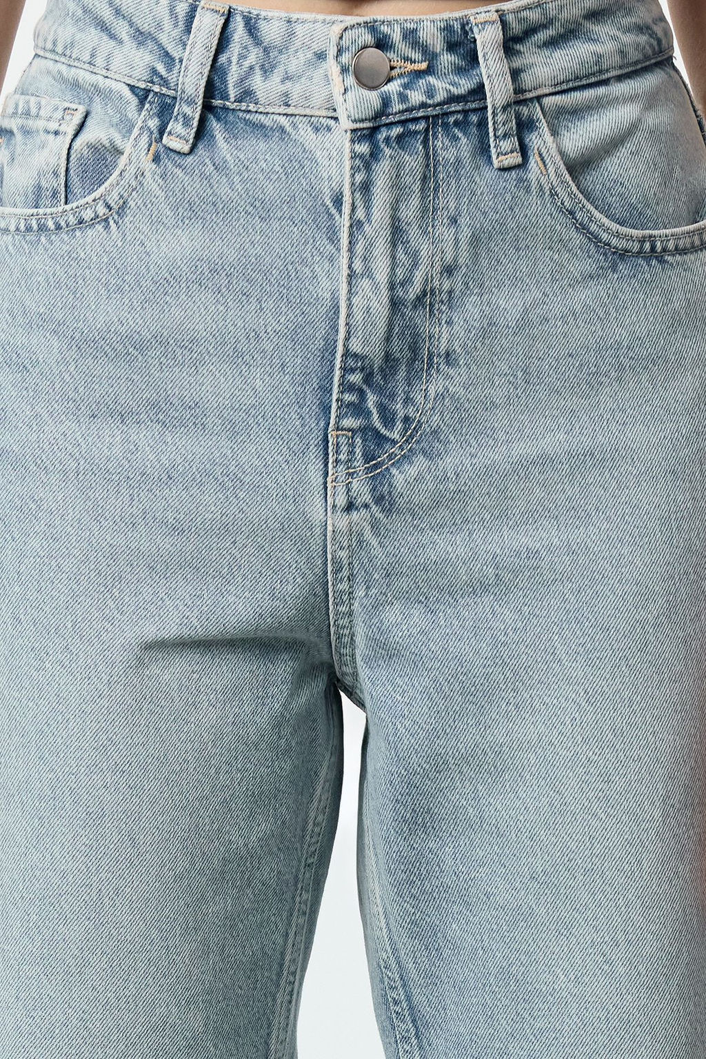 TRENDYOLMILLA Ac?k Mavi Pacas? Kesikli Yuksek Bel Straight Jeans TWOAW25JE00307  фото 17