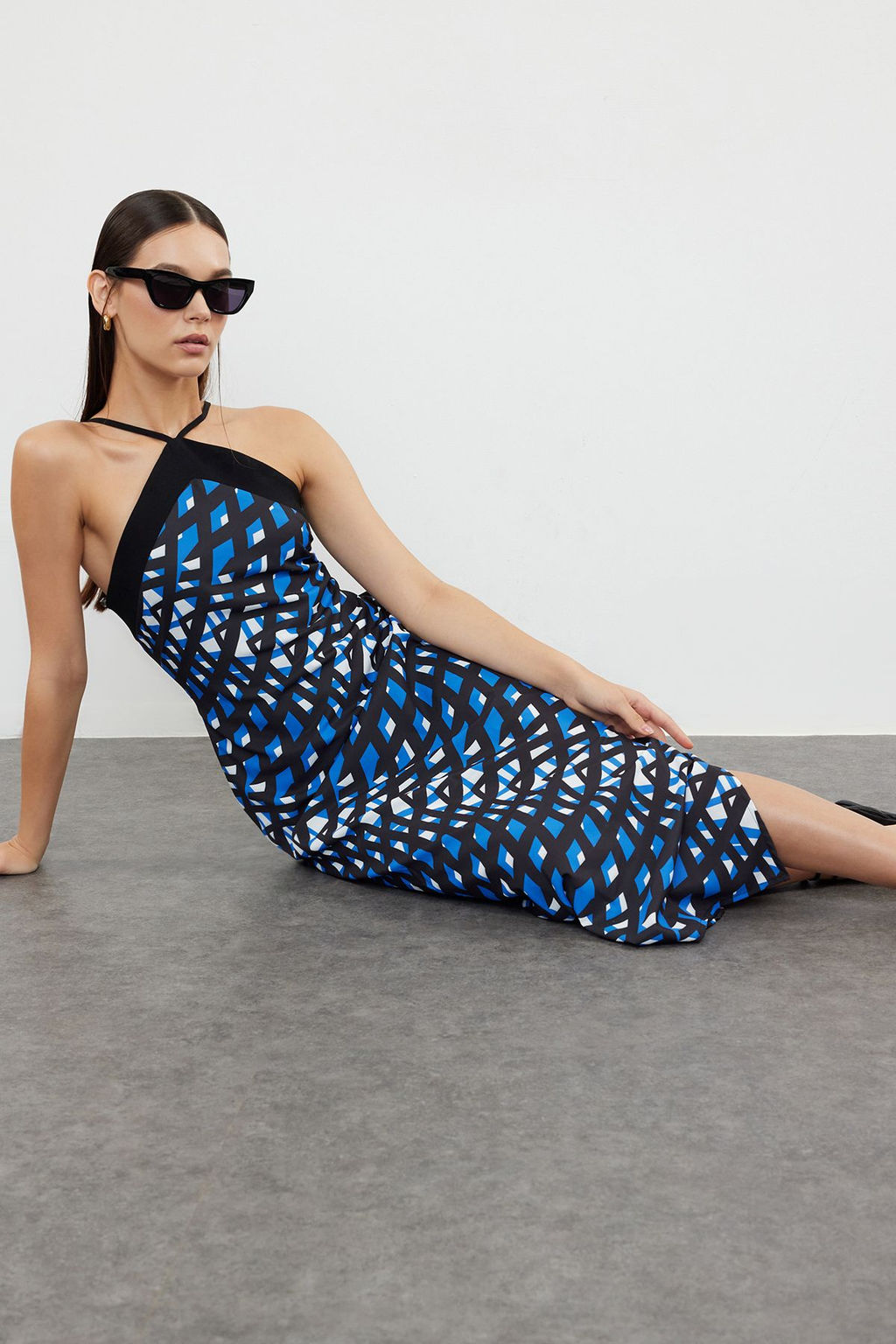 Siyah Geometrik Desenli Duz Kesim Dokuma Elbise TWOSS24EL01039 - Trendyolmilla фото 2