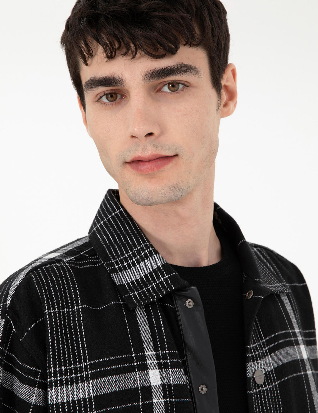 Siyah Comfort Fit Ekose Uzun Kollu G_mlek - Pierre cardin фото 2