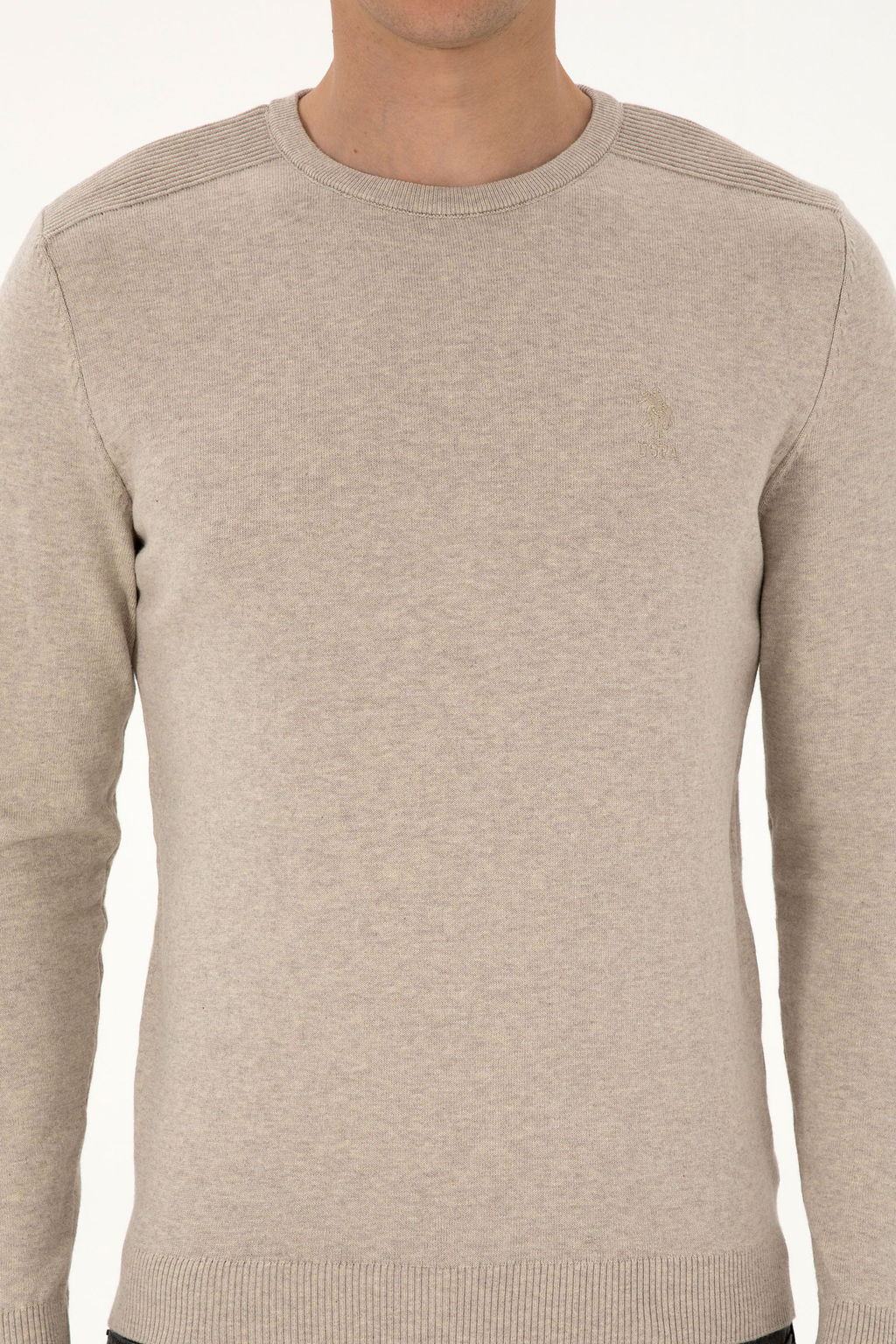 Erkek Slim Fit Bisiklet Yaka TaЕ Melanj Basic Kazak - U.s. polo assn фото 6