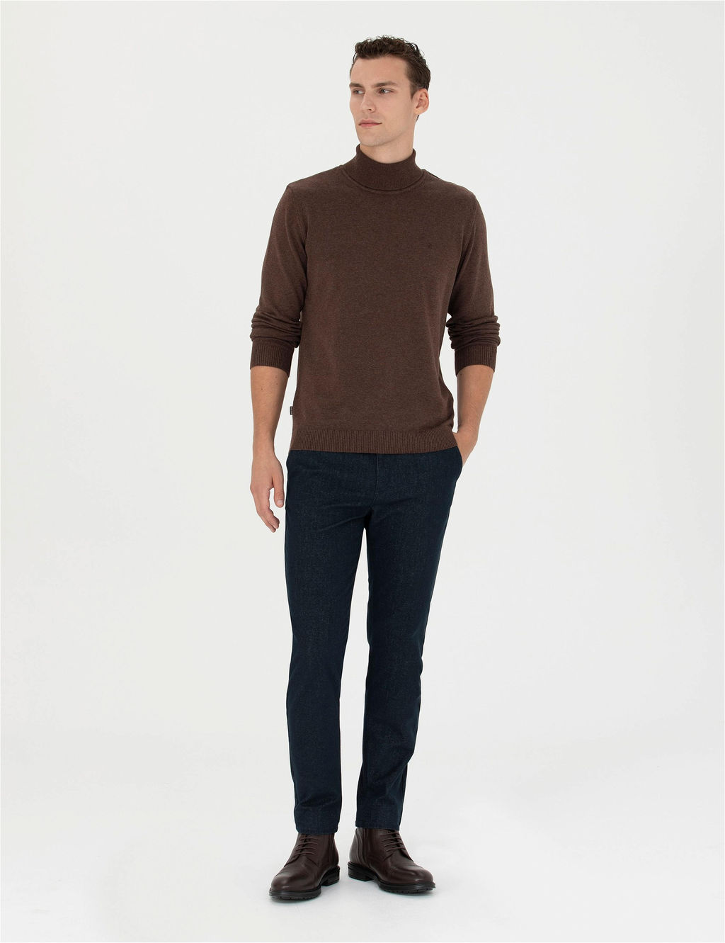 Lacivert Slim Fit Kanvas Pantolon