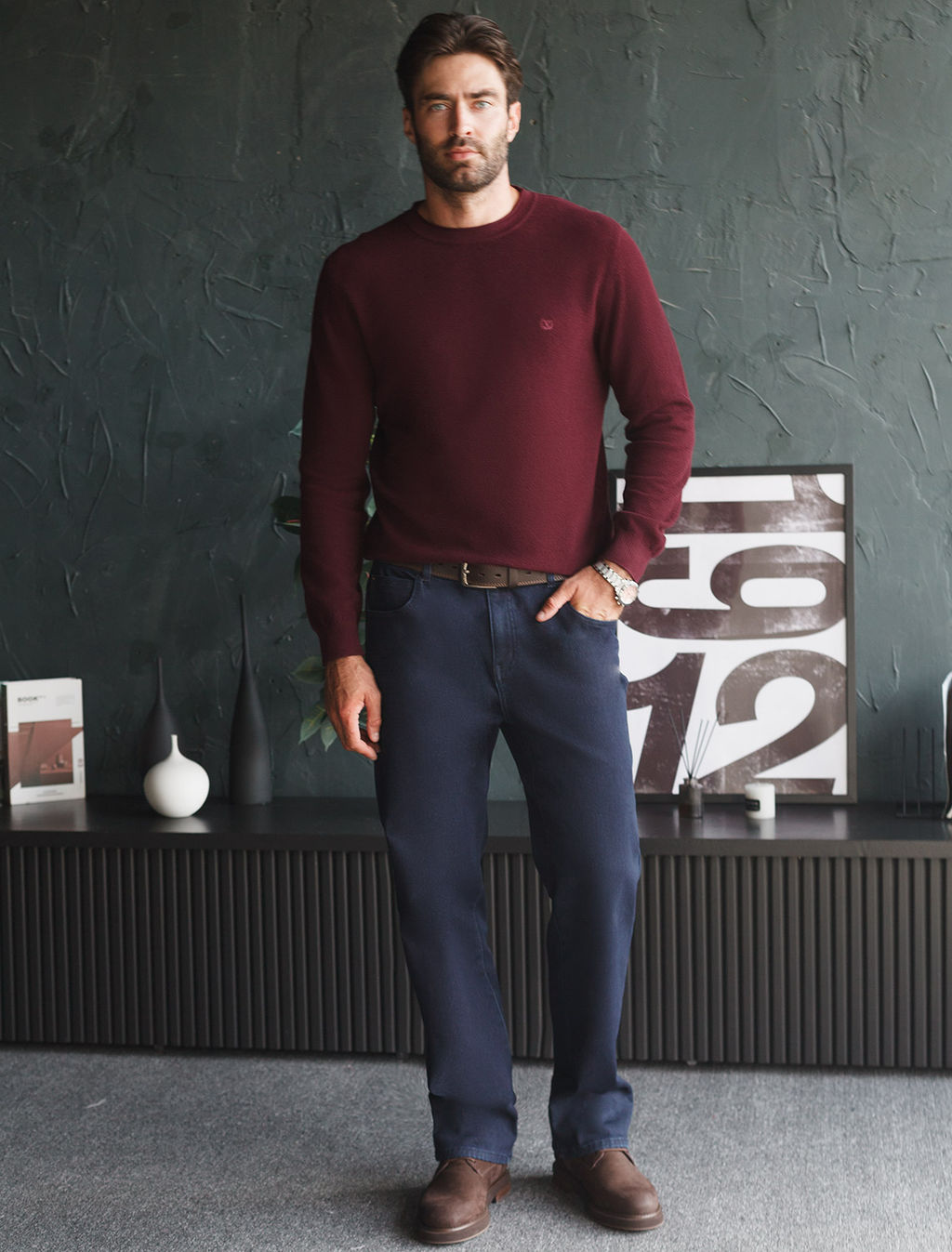 Джинсы утепленные прямые из эластичного денима с мягким флисом - Vilatte фото 5