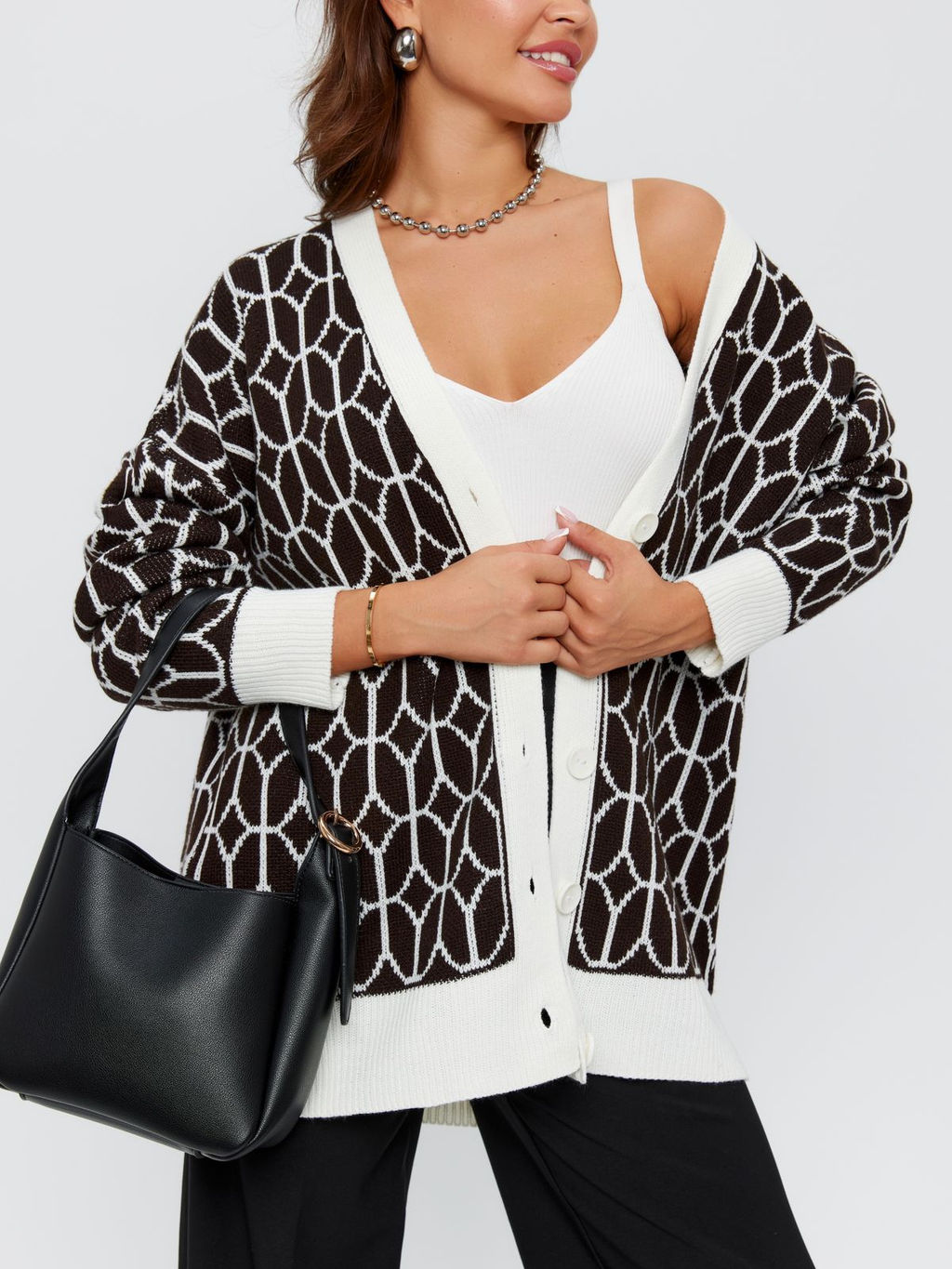 K12272 Кардиган (вязаный трикотаж) ЧЕРНЫЙ