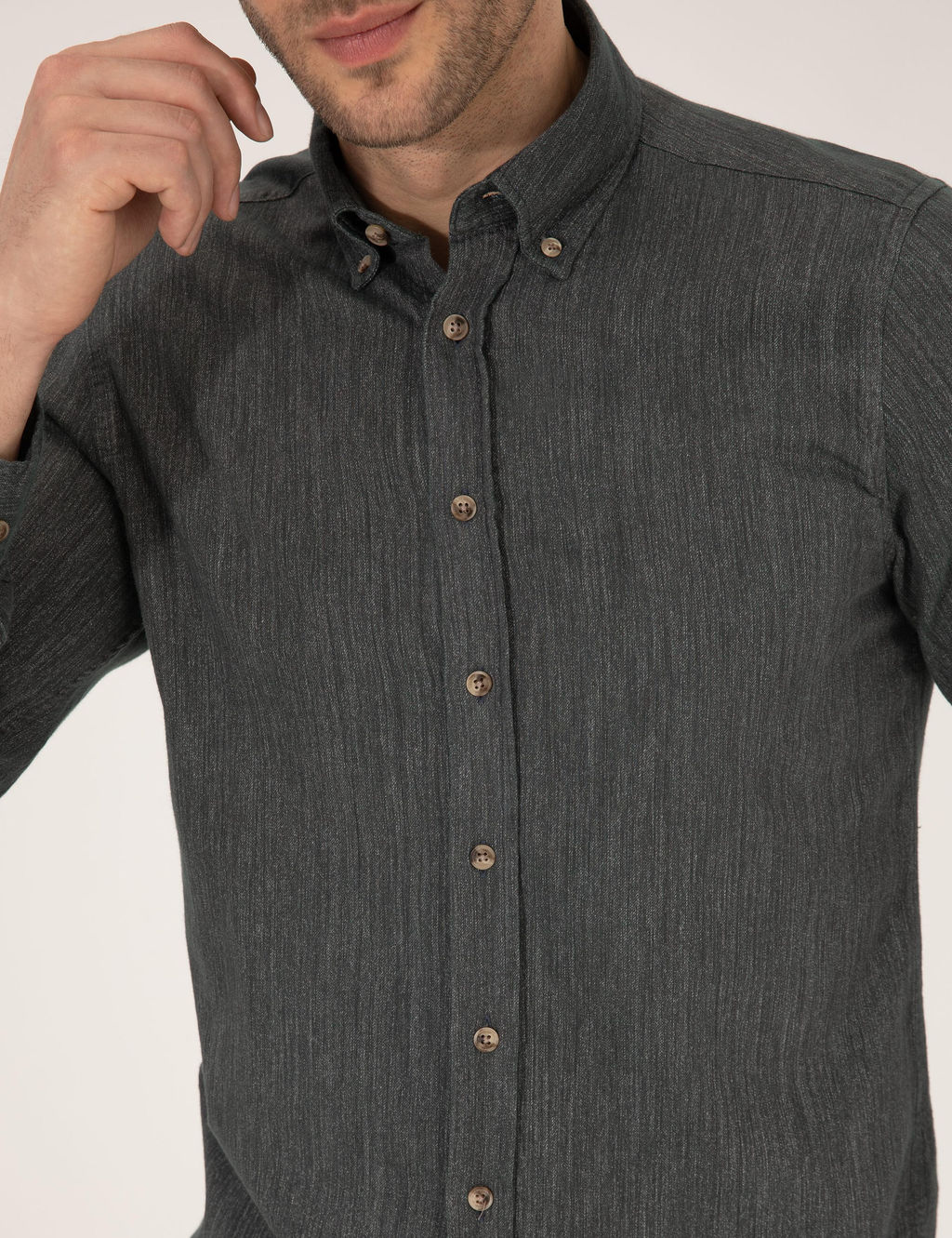 Haki Slim Fit Uzun Kollu G_mlek