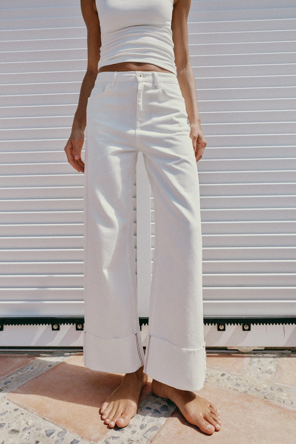 JEANS Z1975 BARREL TIRO MEDIO BAJO VUELTA / Blanco - Zara фото 2