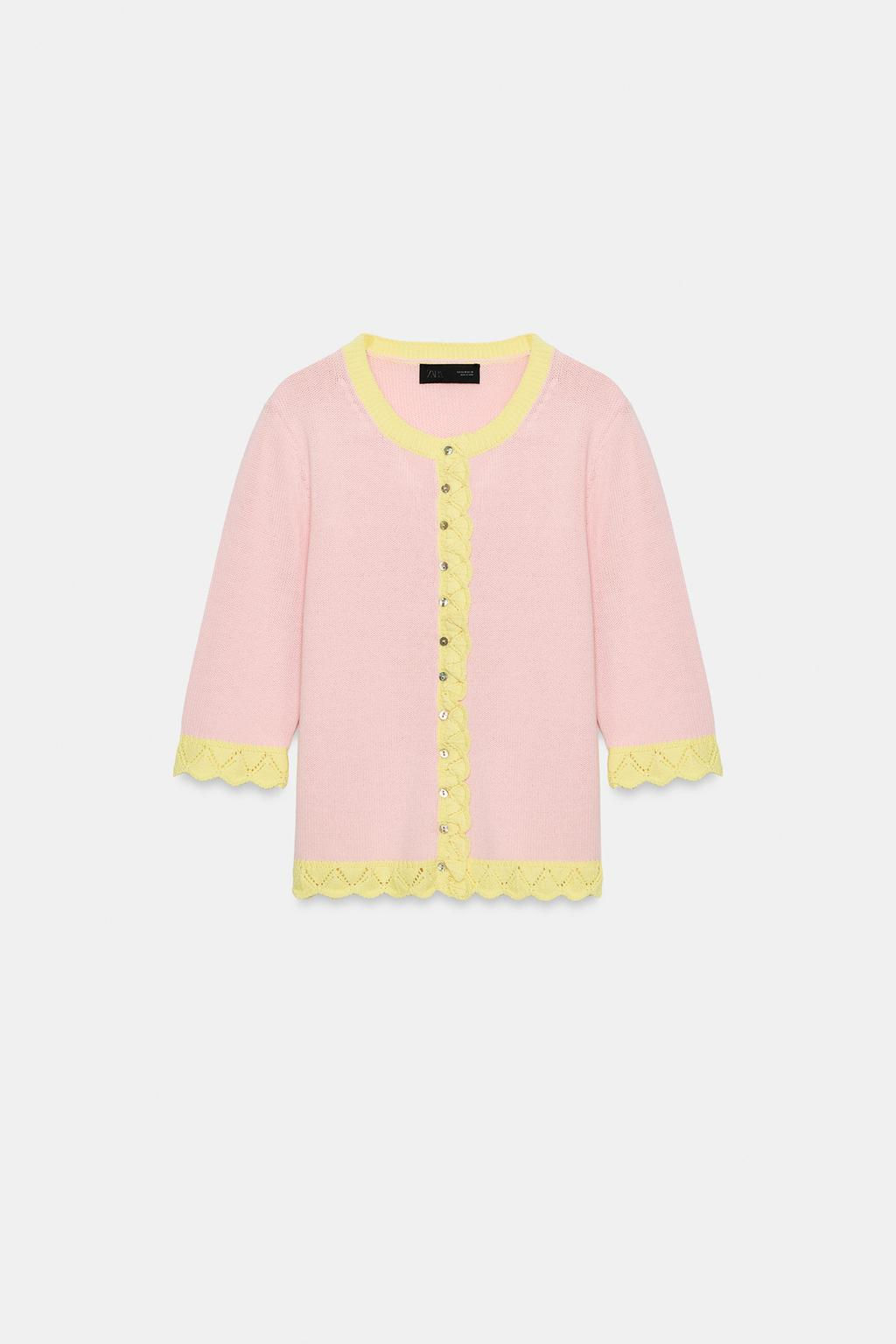 COMBINED POINTELLE KNIT CARDIGAN - Zara фото 5