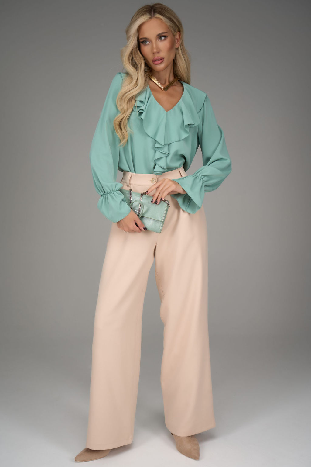 Блузка Мишель (мятный) - Эльза фото 7