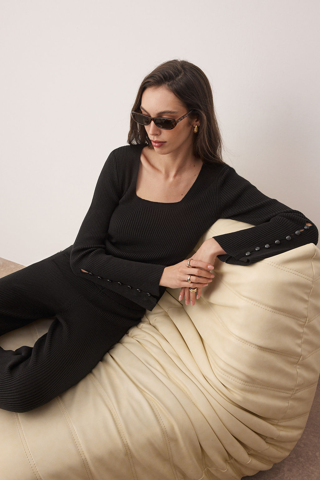 Kahverengi Kare Yaka Vucudu Saran Triko Alt - Ust Tak?m TWOAW26AU00054 - Trendyolmilla фото 7