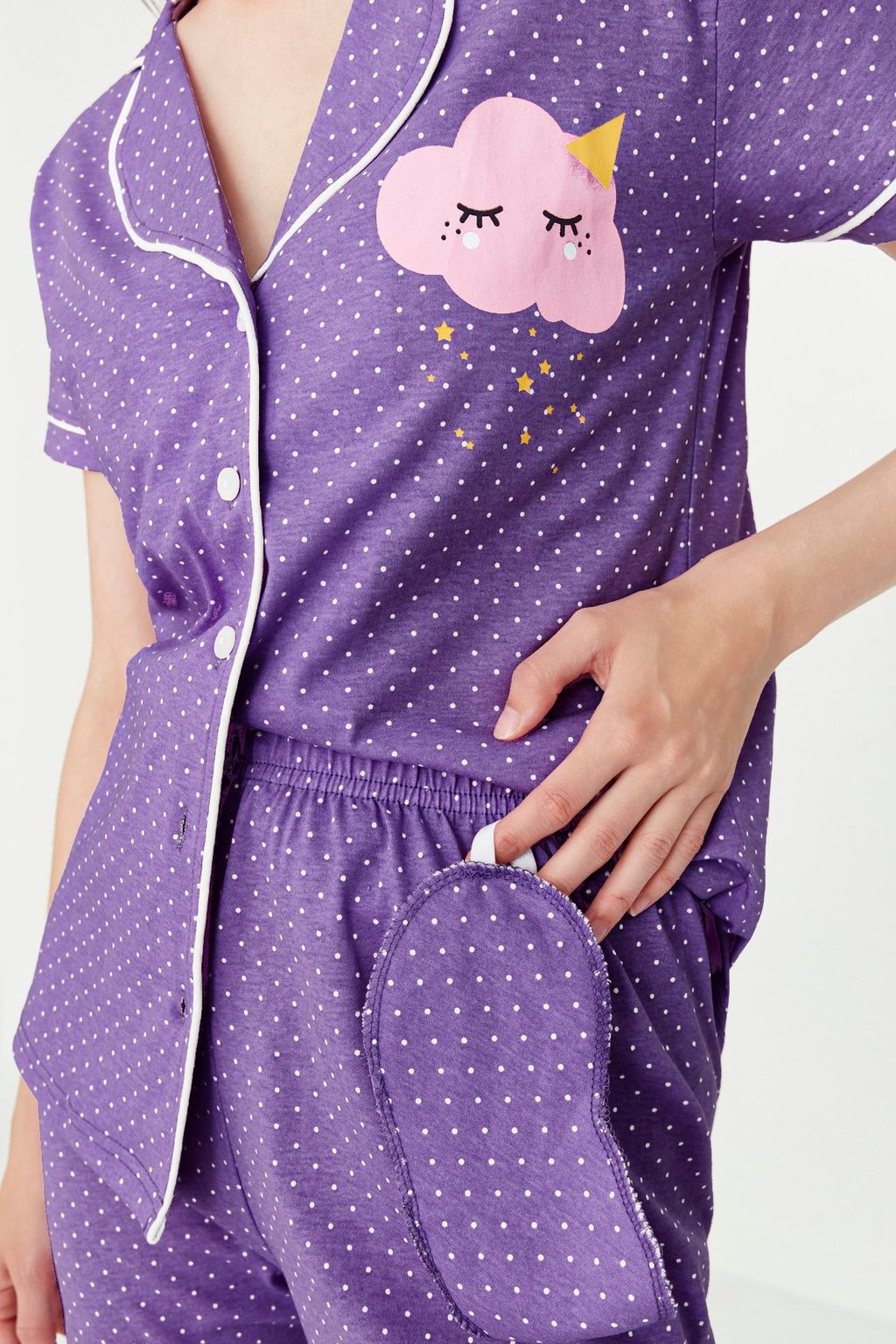 Trendyolmilla Vizon Bask?l? Gomlek-Pantolon Orme Pijama Tak?m? THMSS21PT0876 фото 4