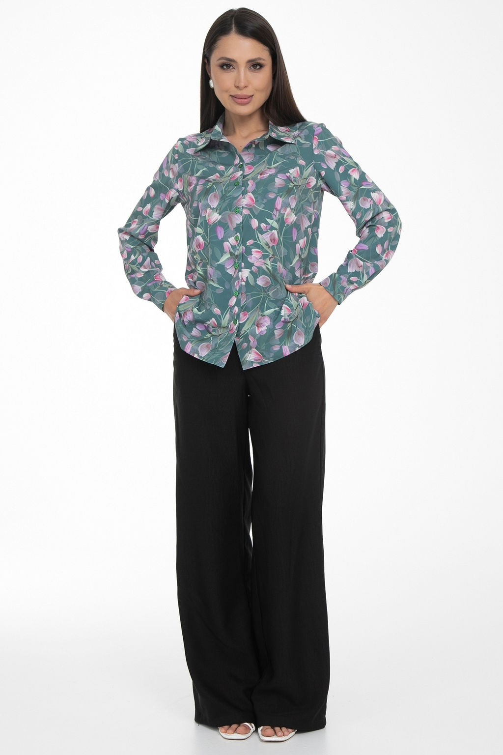 Рубашка Жаклин (тюльпаны, грин) - Diolche фото 4