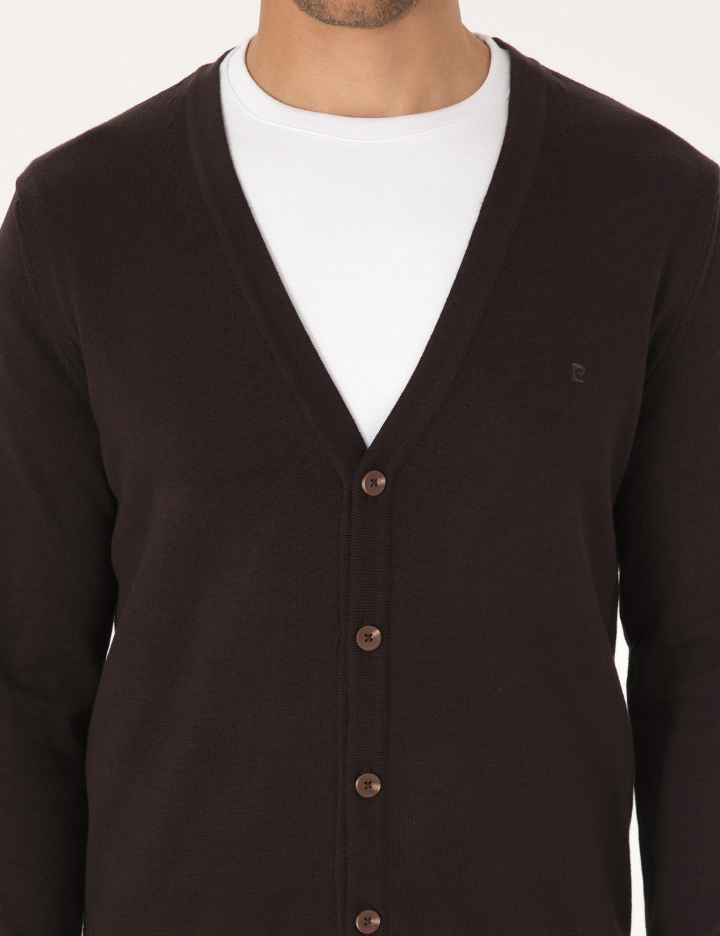 Koyu Kahverengi Slim Fit Basic D__meli Triko H_rka - Pierre cardin фото 6