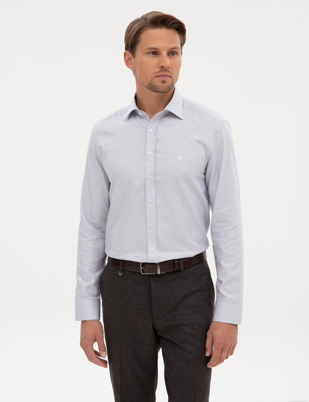 A__k Lacivert Slim Fit Uzun Kollu G_mlek
