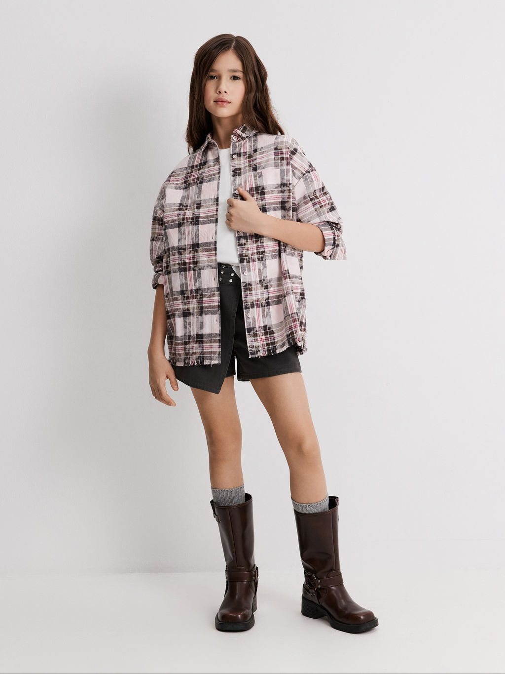 ACOOLA / Блузка детская для девочек Pireynik розовая клетка  фото 6