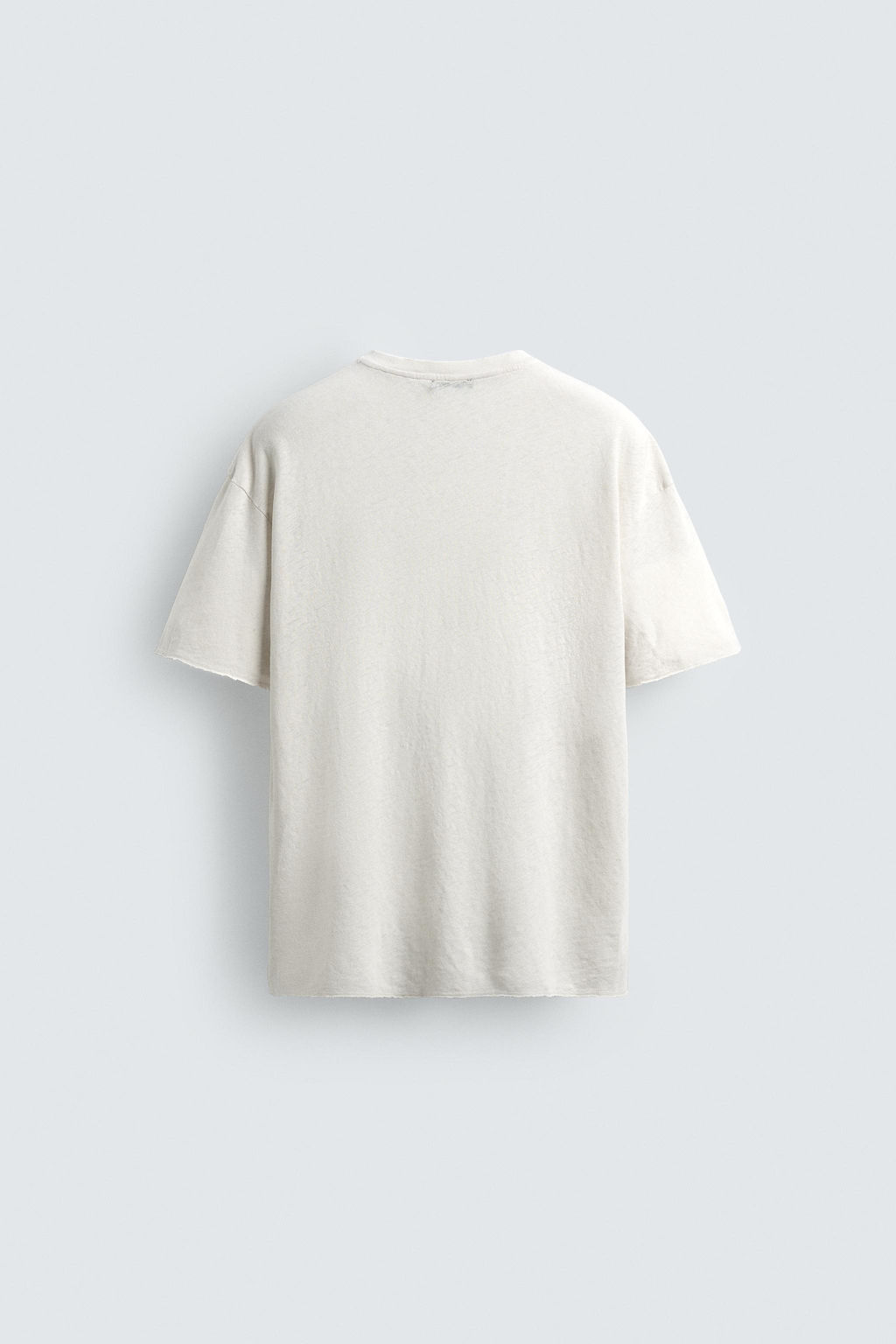 CAMISETA LAVADA ALGOD?N - LINO TEXTO / Blanco
