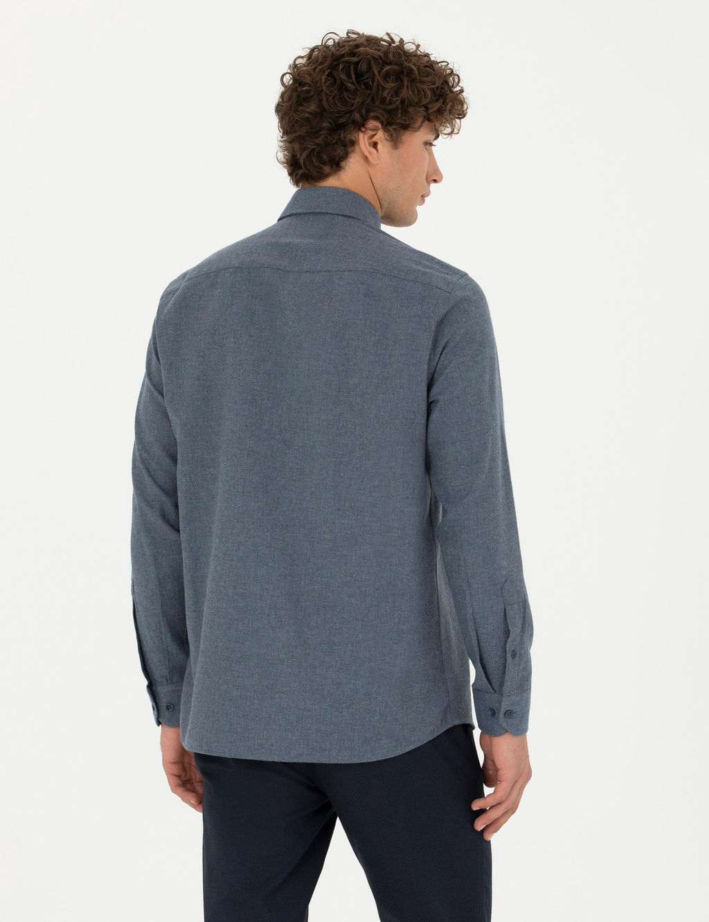 Рубашка Pierre Cardin Regular Fit темно-синяя с длинным рукавом