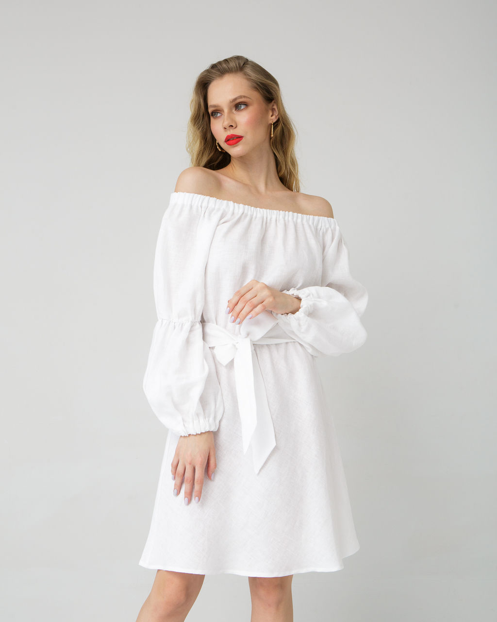 Платье льняное белое 26002