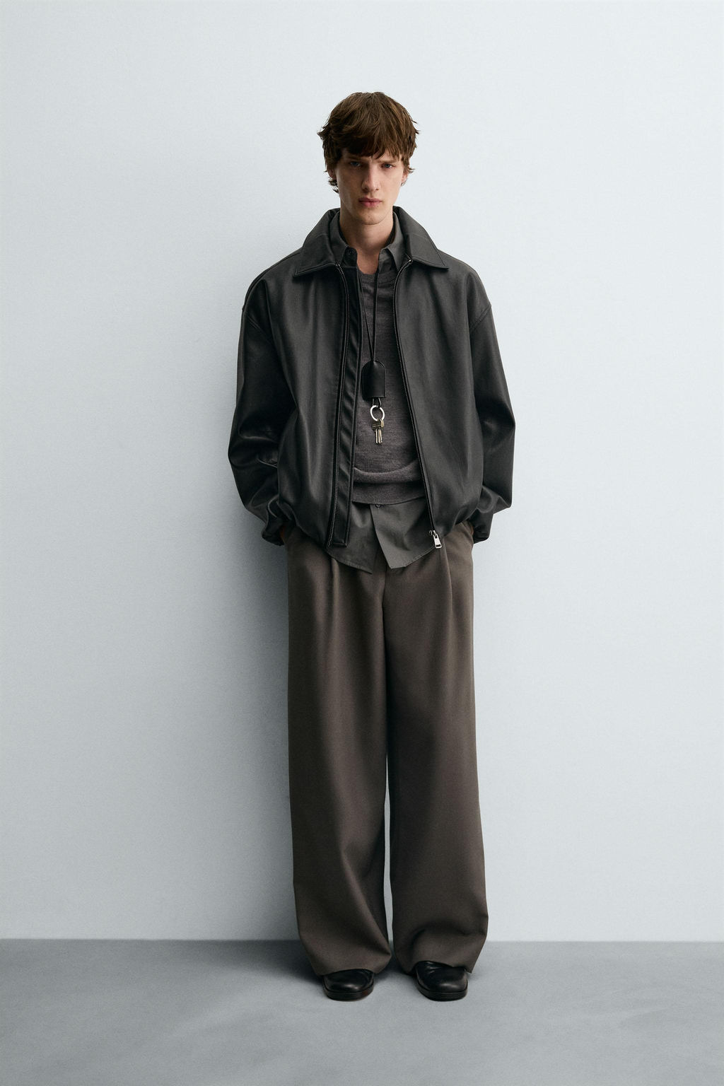 LEATHER EFFECT BOMBER JACKET