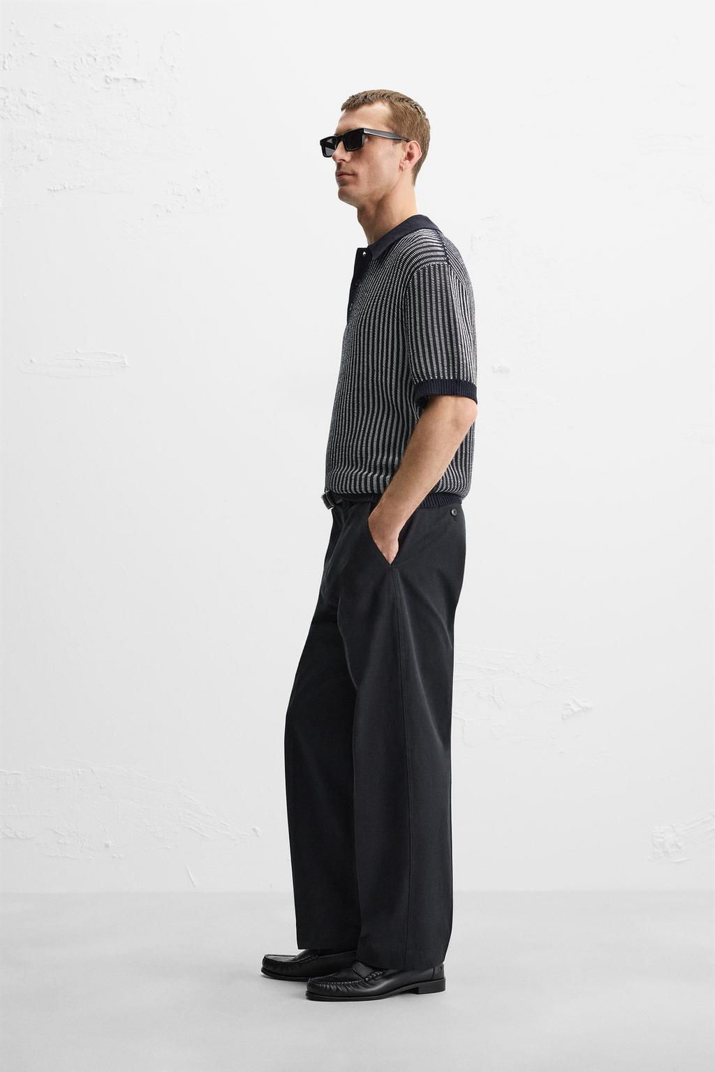 CONTRASTING RIBBED KNIT POLO SHIRT - Zara фото 4