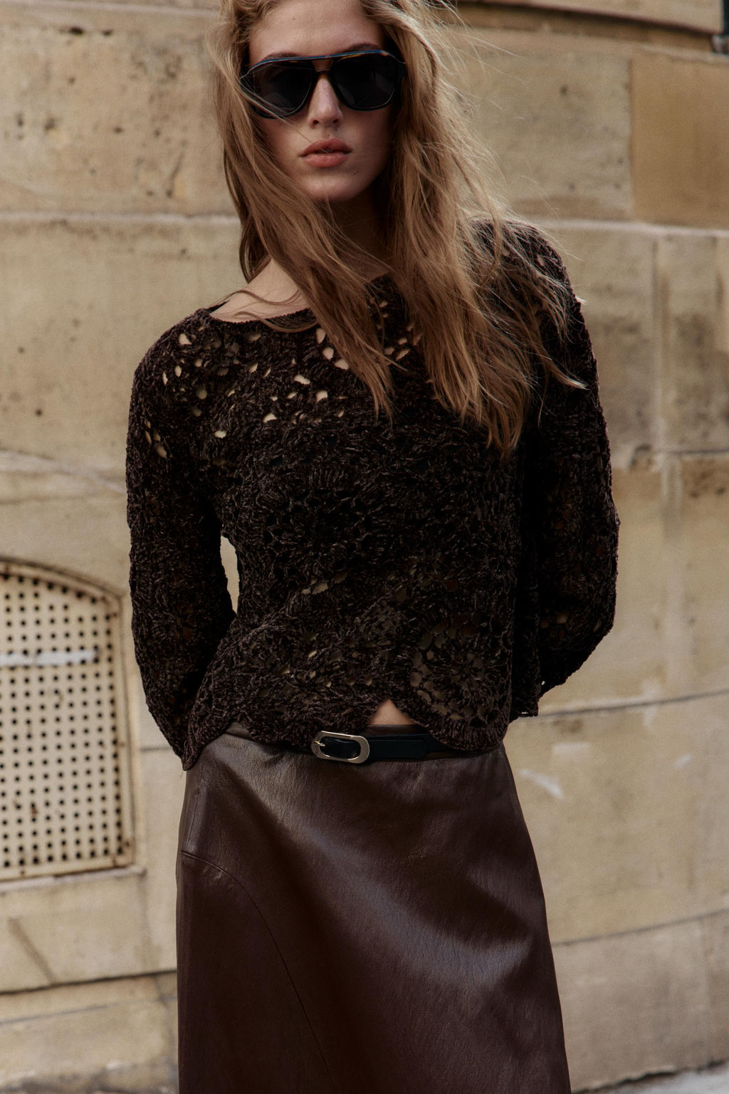 CROCHET LONG SLEEVE TOP - Zara фото 2